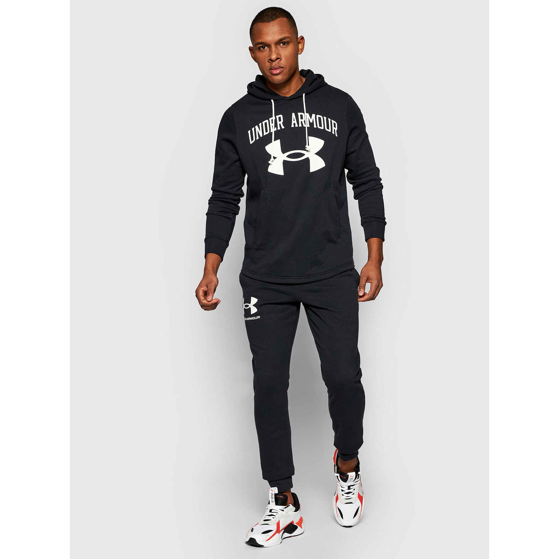 Under Armour Bluză Rival Terry Big Logo 1361559 Negru Loose Fit - Pled.ro