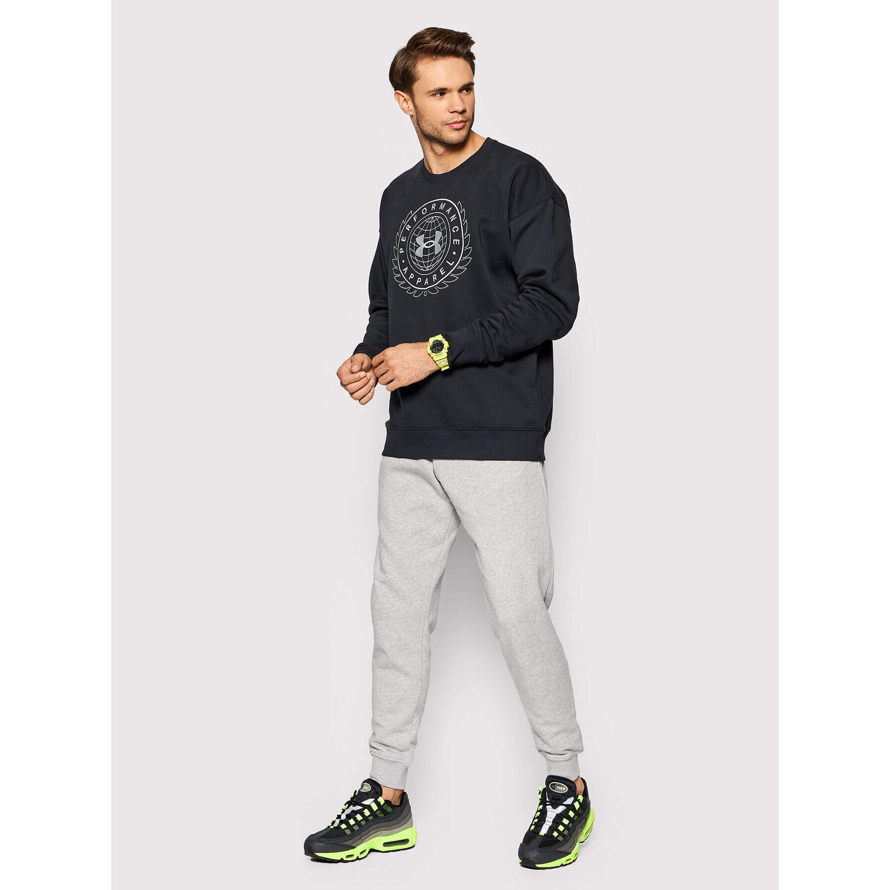 Under Armour Bluză Rivel Fleece Alma Mater 1366298 Negru Loose Fit - Pled.ro