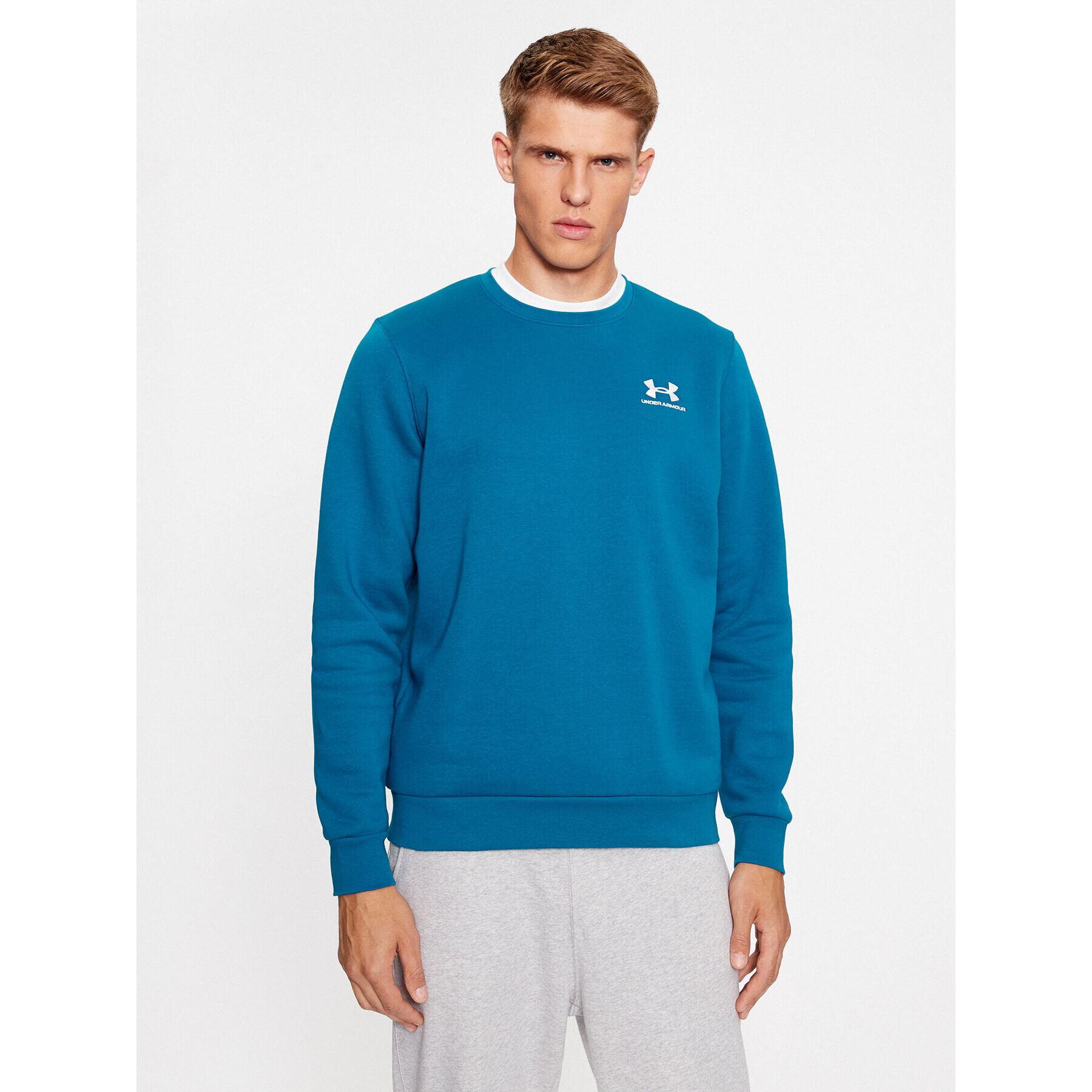 Under Armour Bluză Ua Essential Fleece Crew 1374250 Albastru Loose Fit - Pled.ro