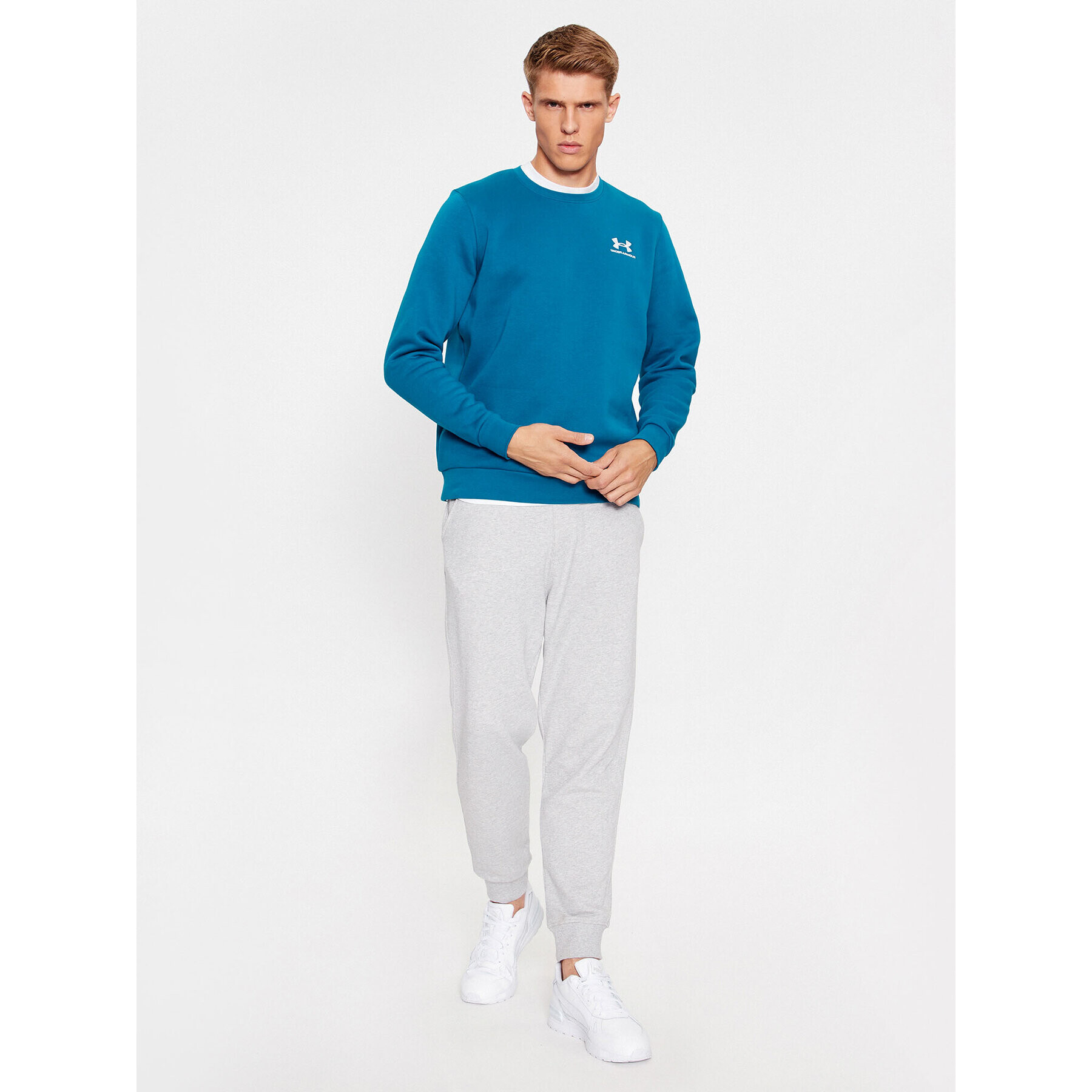 Under Armour Bluză Ua Essential Fleece Crew 1374250 Albastru Loose Fit - Pled.ro