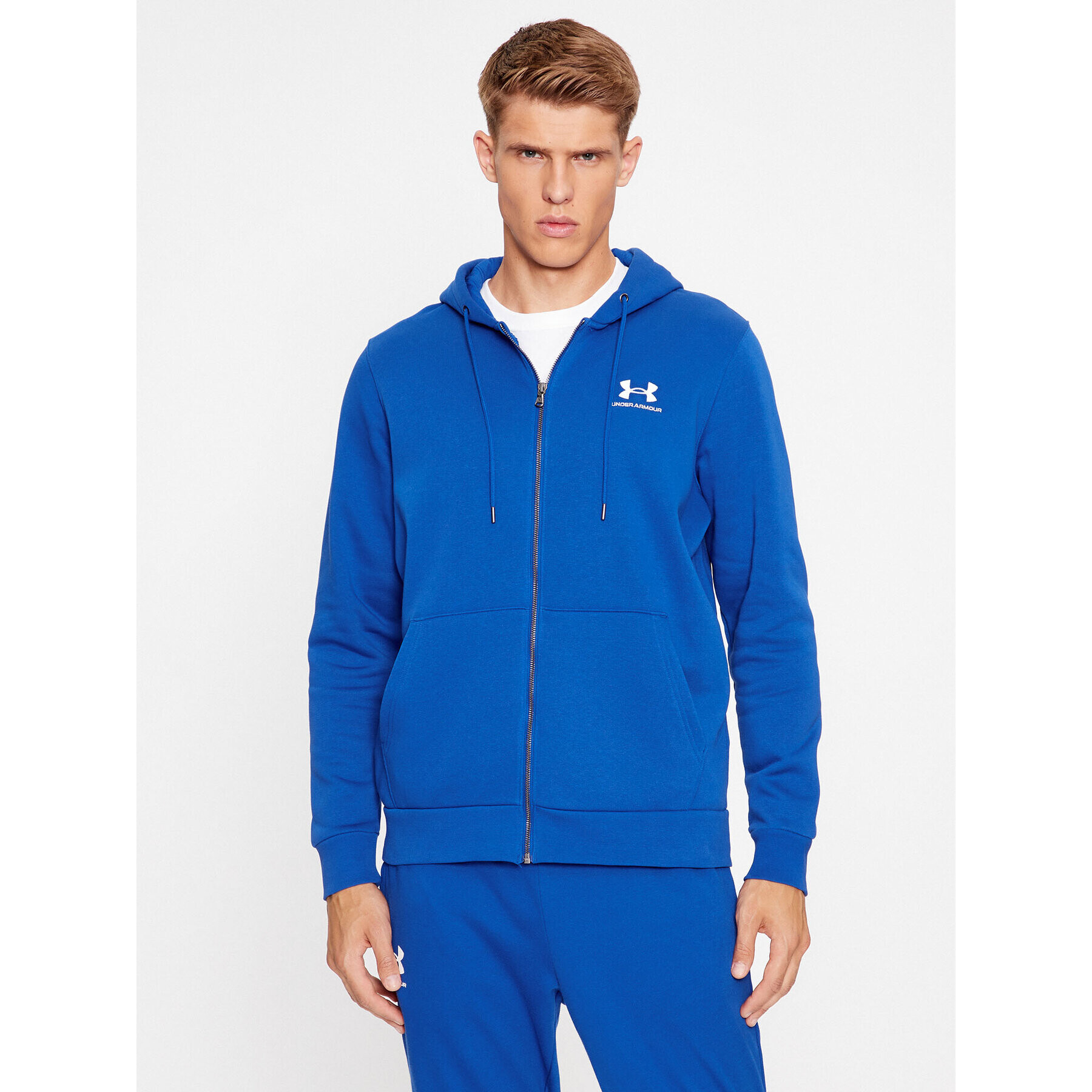 Under Armour Bluză Ua Essential Fleece Fz Hood 1373881 Albastru Loose Fit - Pled.ro