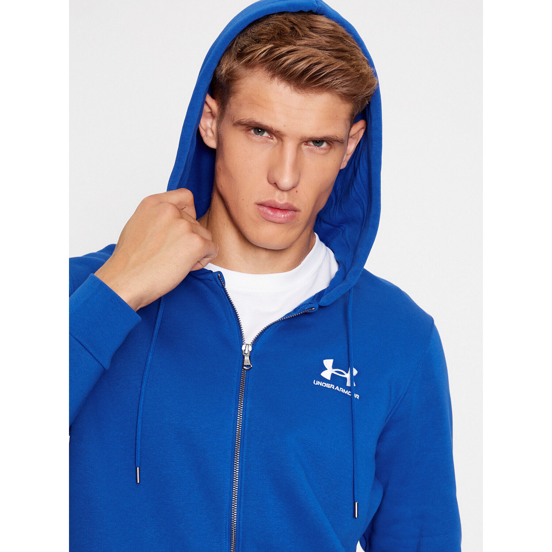 Under Armour Bluză Ua Essential Fleece Fz Hood 1373881 Albastru Loose Fit - Pled.ro