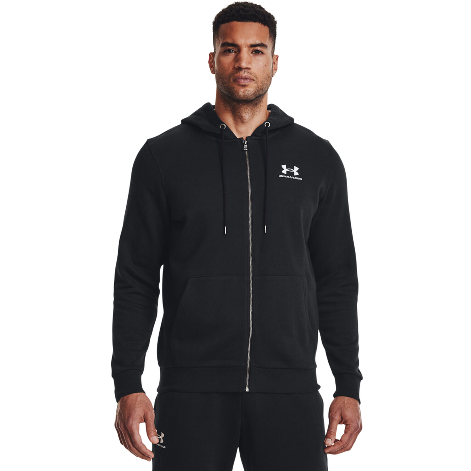 Under Armour Bluză UA Essential Fleece FZ Hood 1373881 Negru Regular Fit - Pled.ro