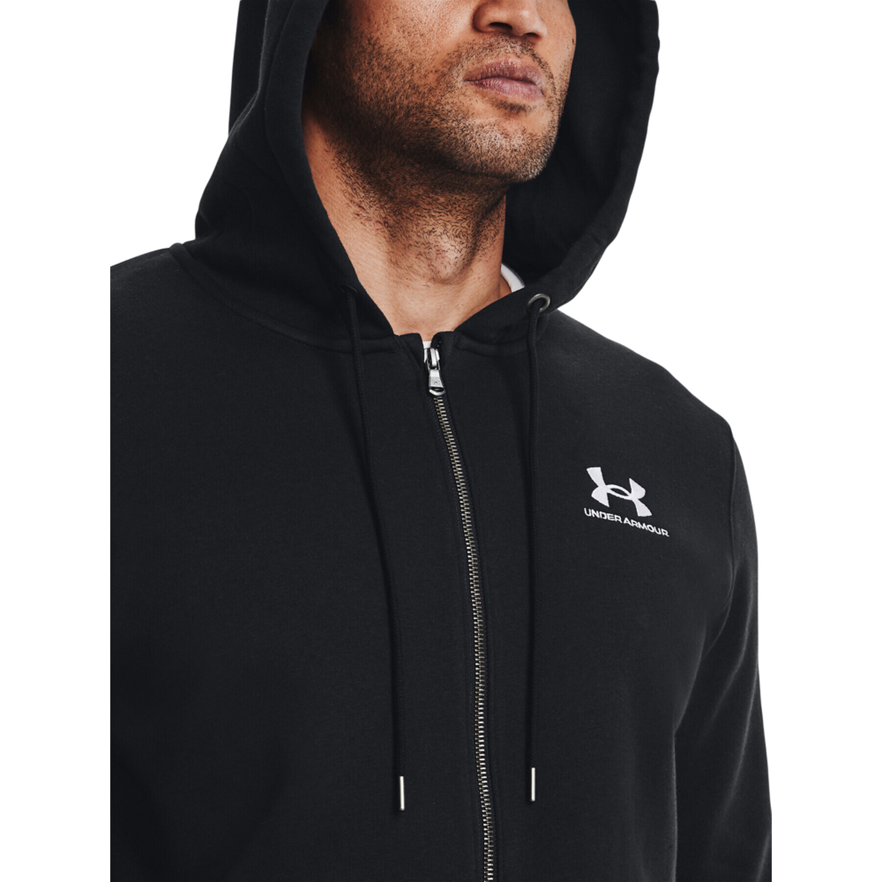 Under Armour Bluză UA Essential Fleece FZ Hood 1373881 Negru Regular Fit - Pled.ro