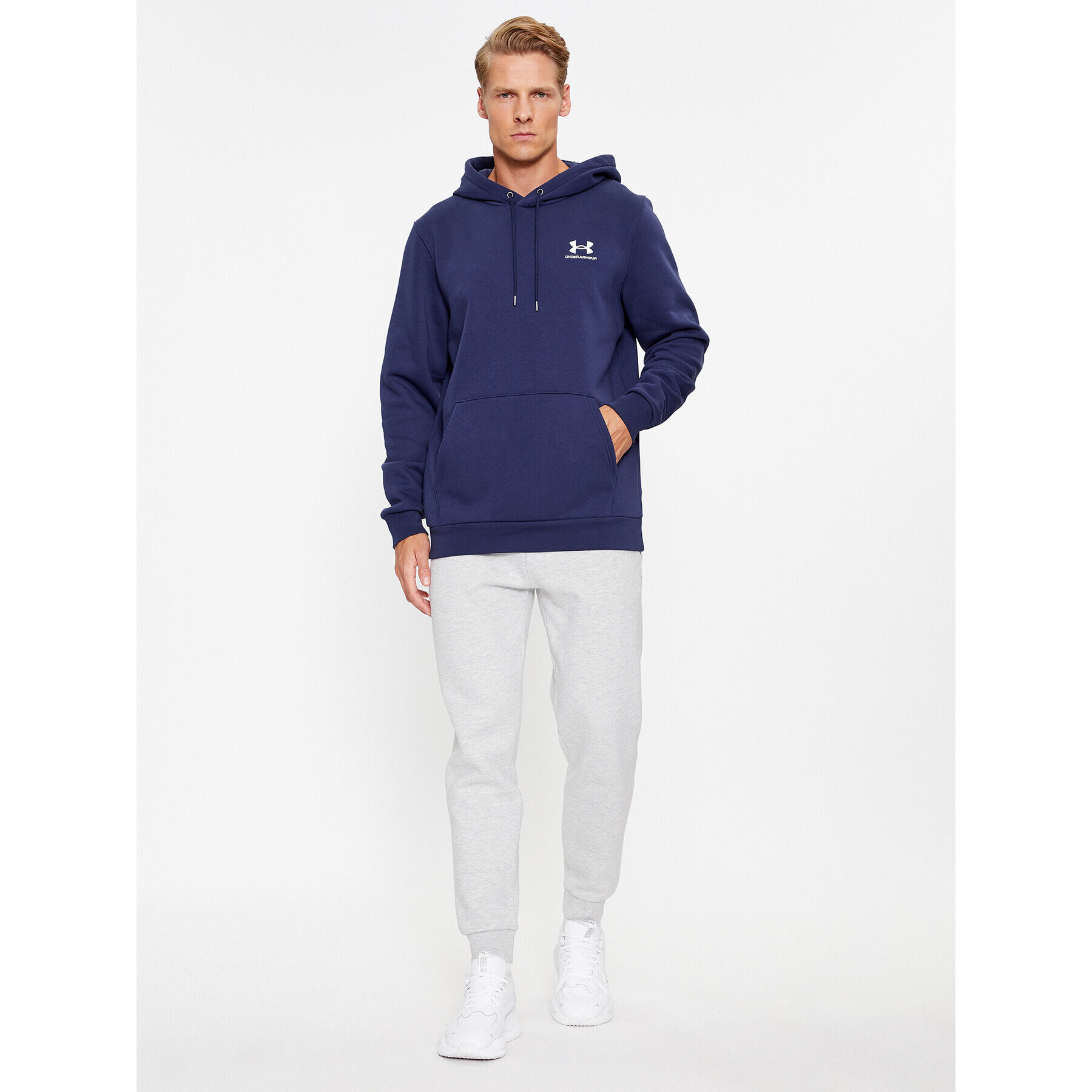 Under Armour Bluză Ua Essential Fleece Hoodie 1373880 Bleumarin Loose Fit - Pled.ro