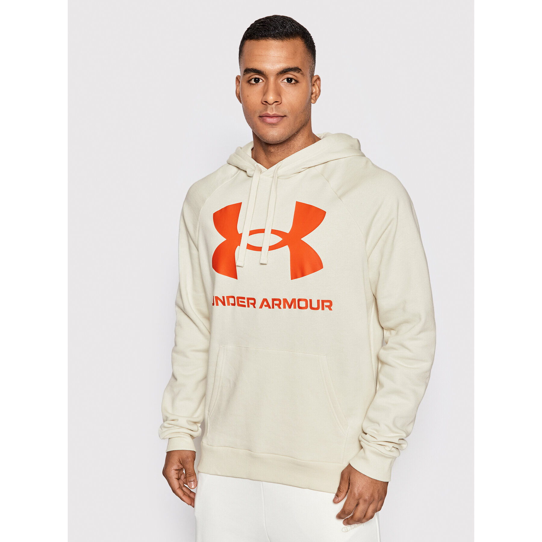 Under Armour Bluză Ua Rival Fleece Big Logo 1357093 Bej Loose Fit - Pled.ro