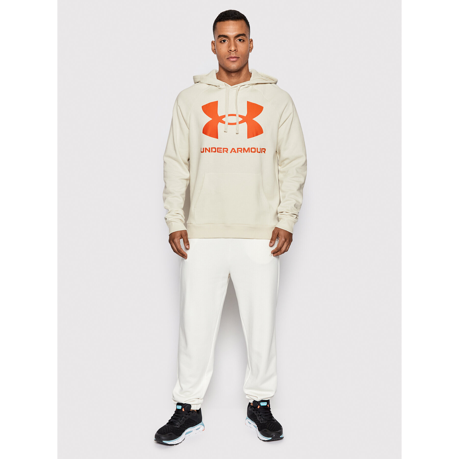 Under Armour Bluză Ua Rival Fleece Big Logo 1357093 Bej Loose Fit - Pled.ro