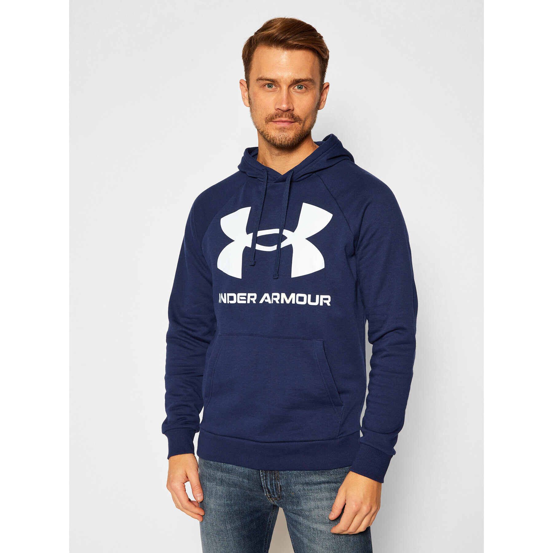 Under Armour Bluză Ua Rival Fleece Big Logo 1357093 Bleumarin Loose Fit - Pled.ro