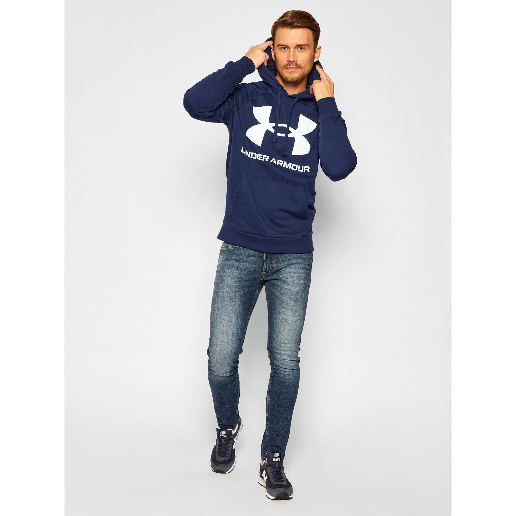 Under Armour Bluză Ua Rival Fleece Big Logo 1357093 Bleumarin Loose Fit - Pled.ro