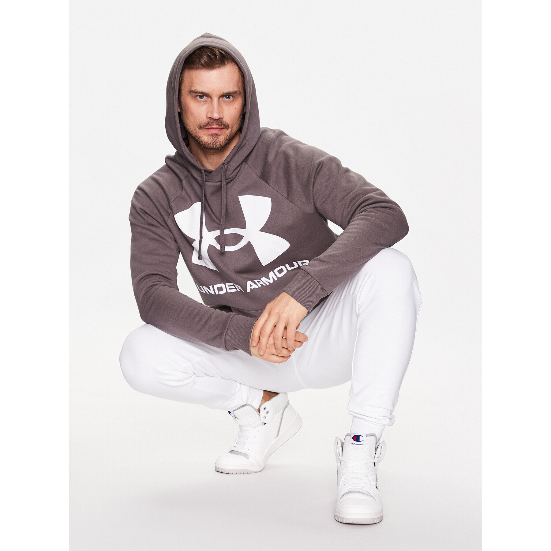 Under Armour Bluză Ua Rival Fleece Big Logo 1357093 Maro Loose Fit - Pled.ro