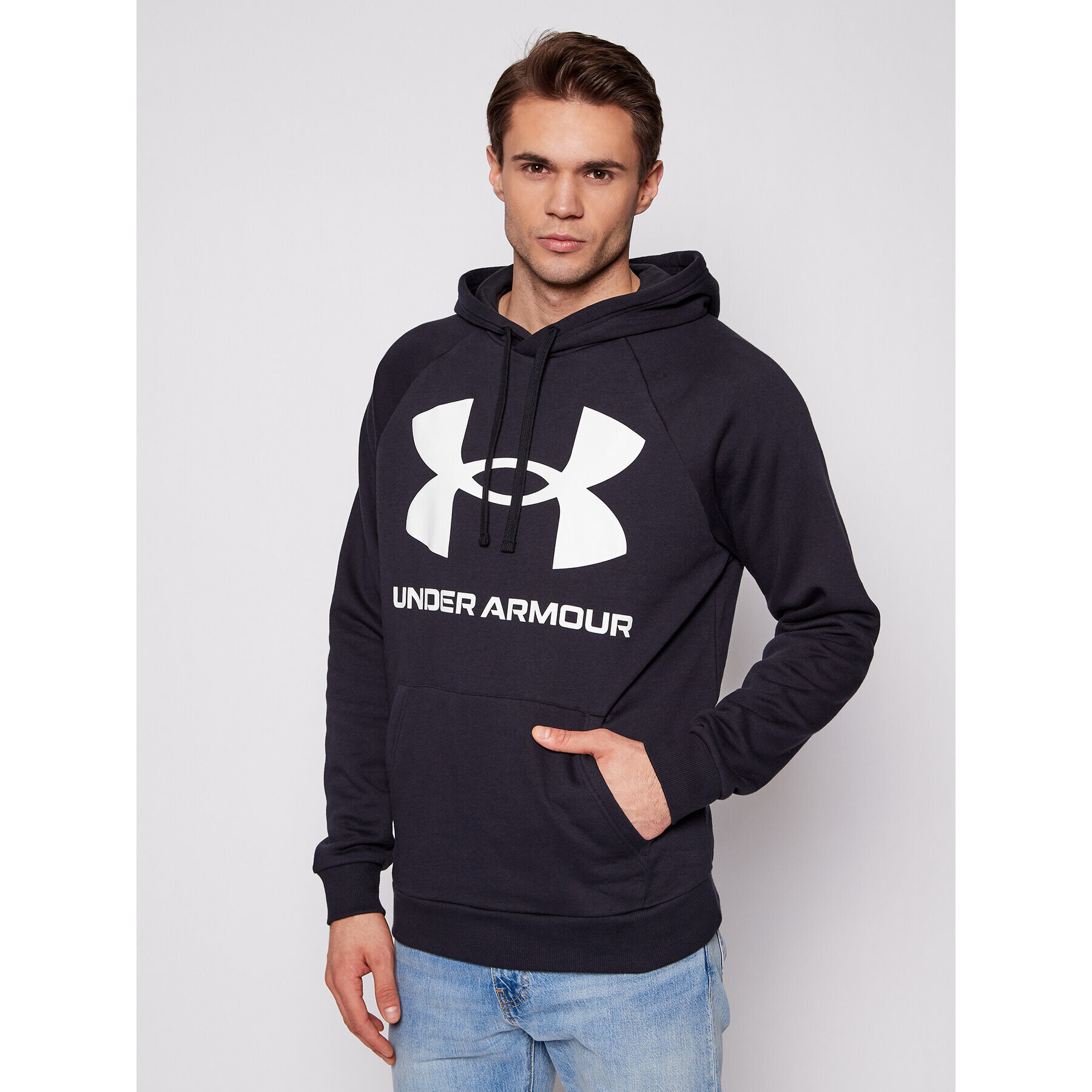 Under Armour Bluză Ua Rival Fleece Big Logo 1357093 Negru Loose Fit - Pled.ro