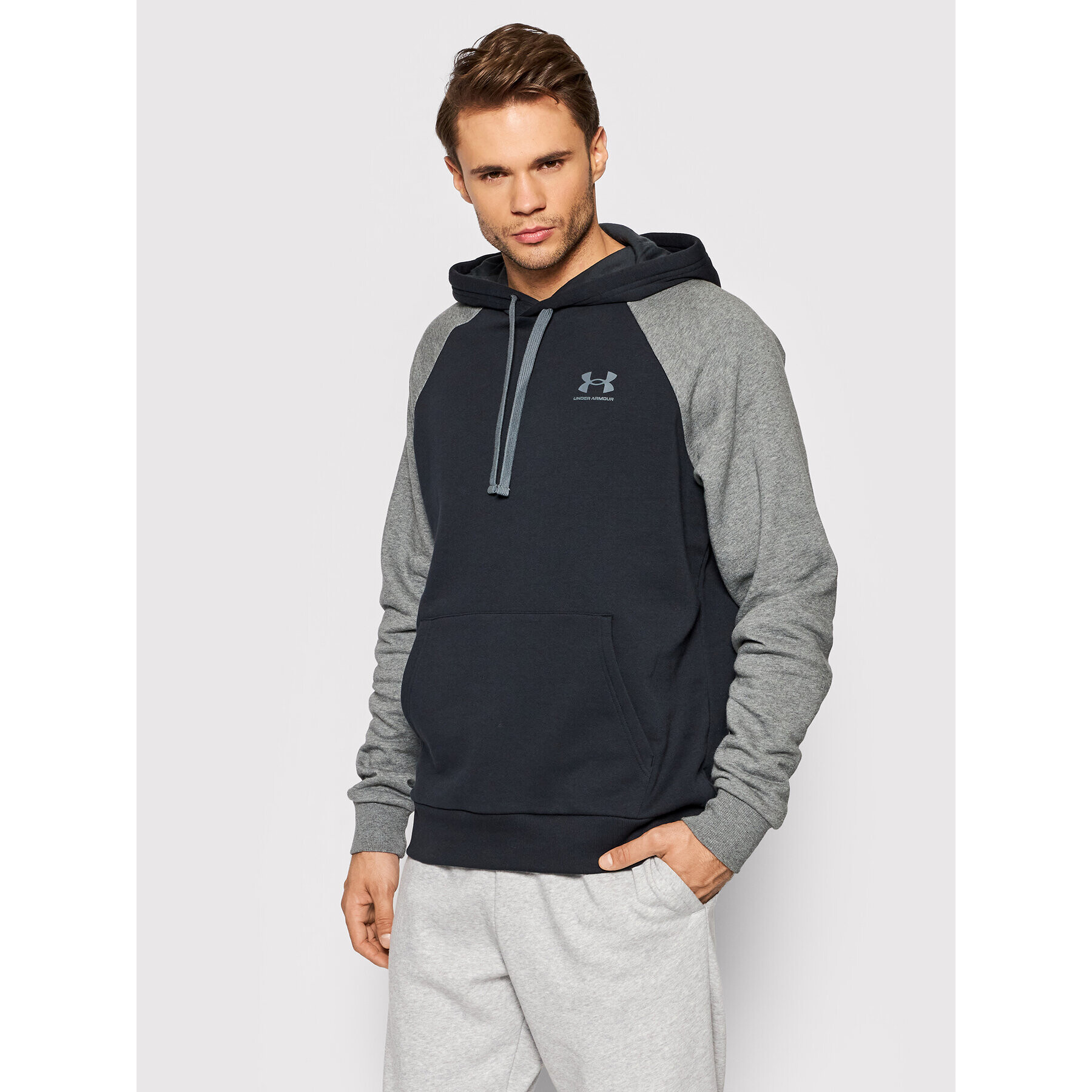 Under Armour Bluză Ua Rival Fleece Colorblock 1366357 Negru Loose Fit - Pled.ro