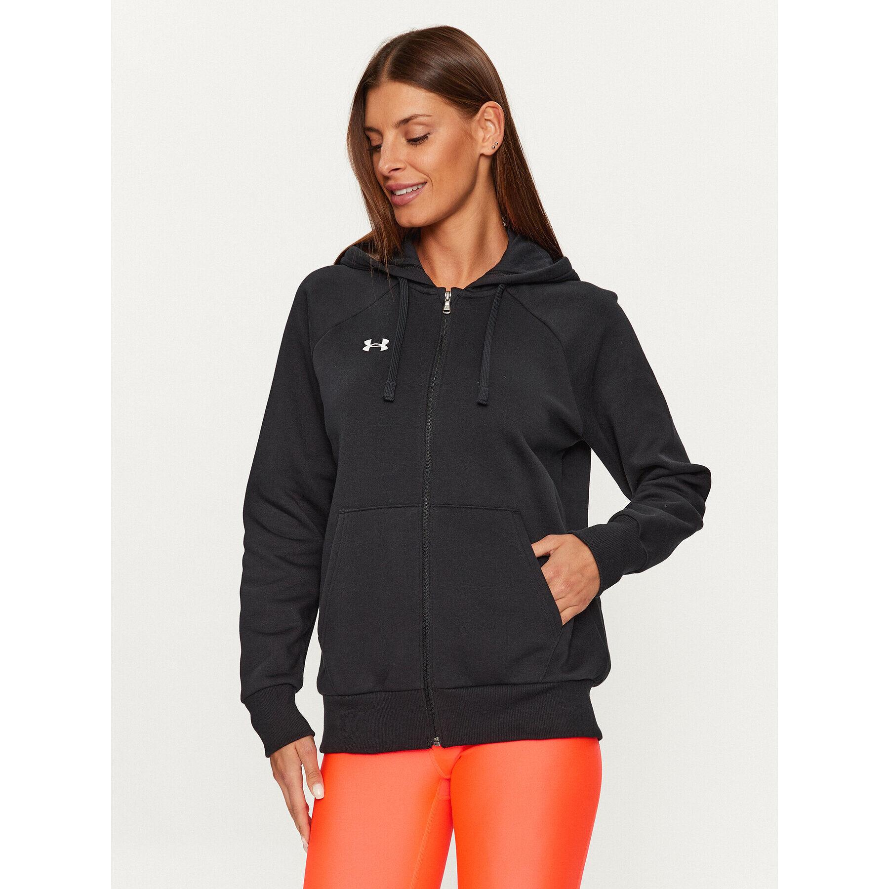 Under Armour Bluză Ua Rival Fleece Fz Hoodie 1379497 Negru Loose Fit - Pled.ro