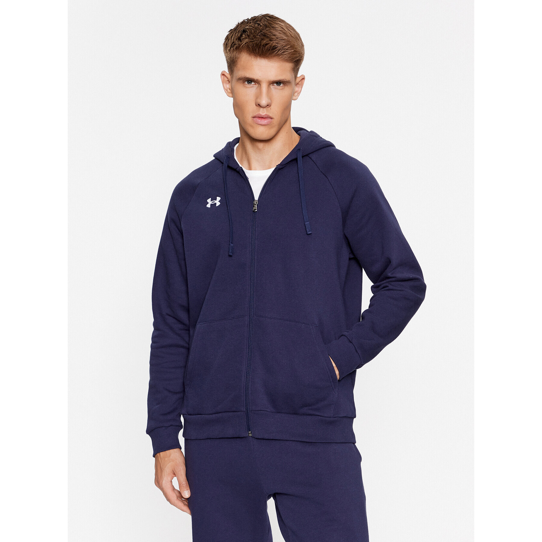 Under Armour Bluză Ua Rival Fleece Fz Hoodie 1379767 Bleumarin Loose Fit - Pled.ro