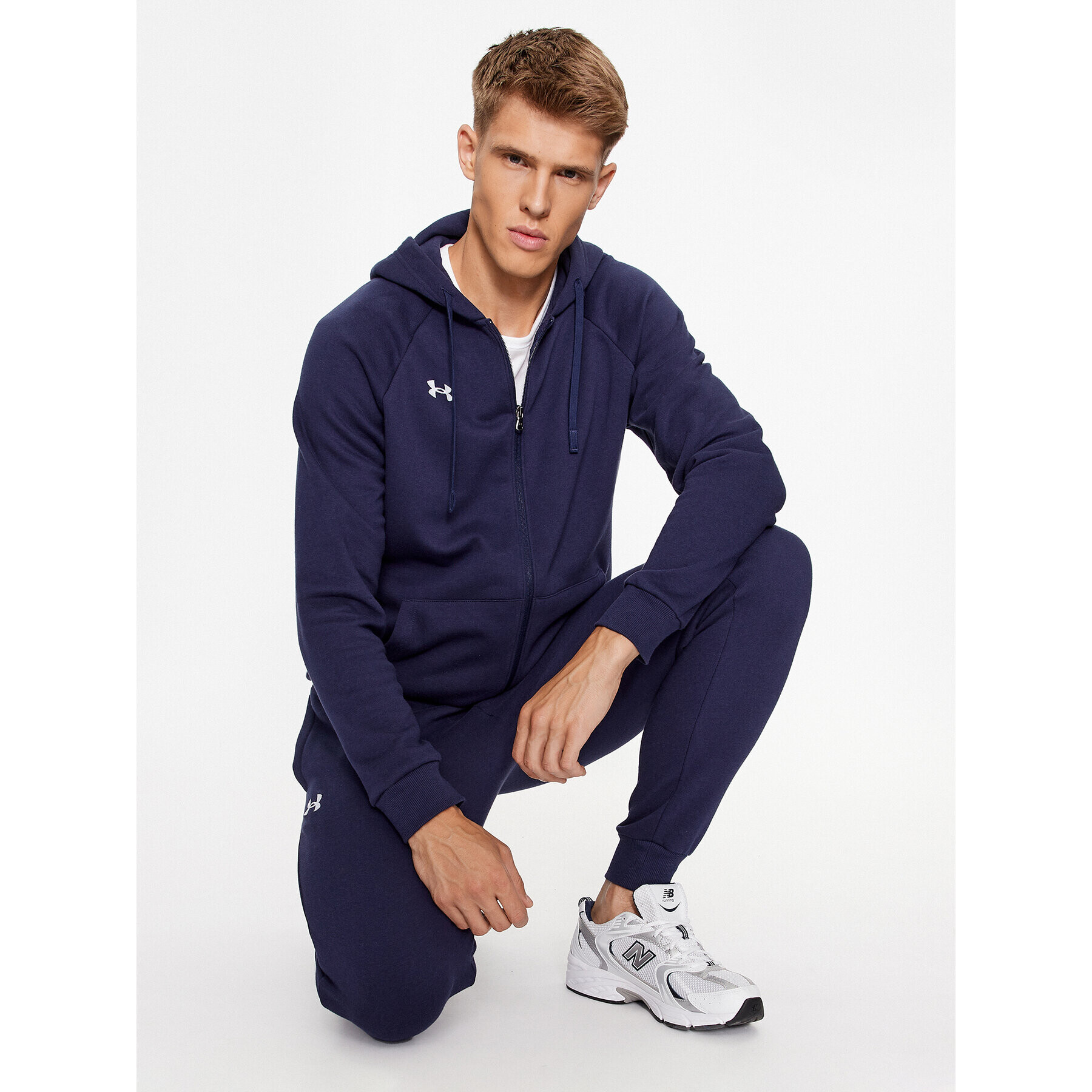 Under Armour Bluză Ua Rival Fleece Fz Hoodie 1379767 Bleumarin Loose Fit - Pled.ro