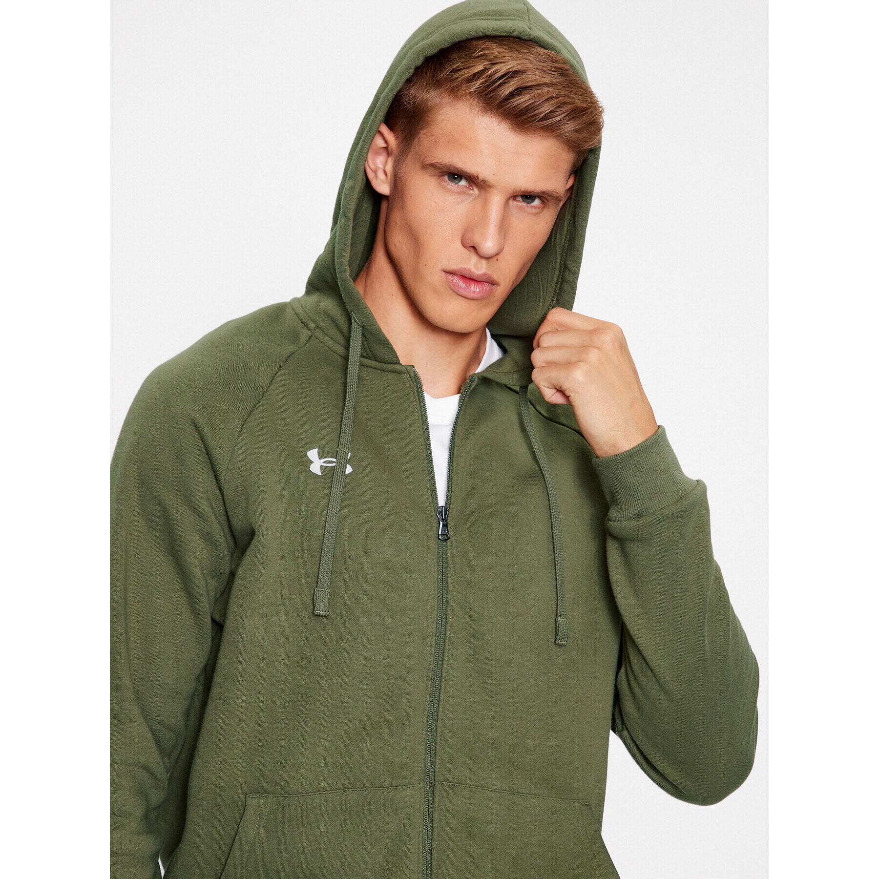 Under Armour Bluză Ua Rival Fleece Fz Hoodie 1379767 Kaki Loose Fit - Pled.ro