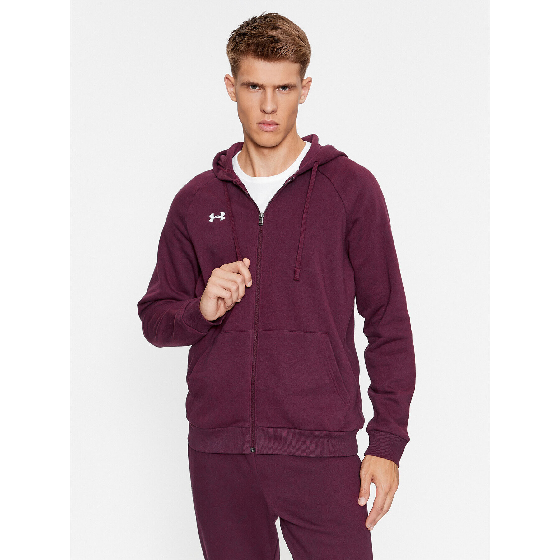 Under Armour Bluză Ua Rival Fleece Fz Hoodie 1379767 Vișiniu Loose Fit - Pled.ro