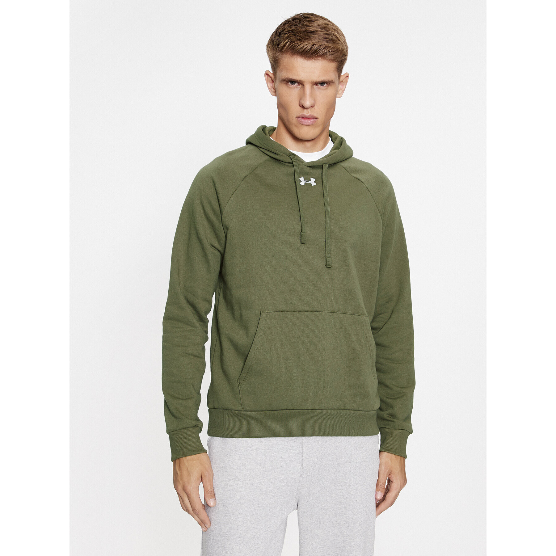 Under Armour Bluză Ua Rival Fleece Hoodie 1379757 Kaki Loose Fit - Pled.ro