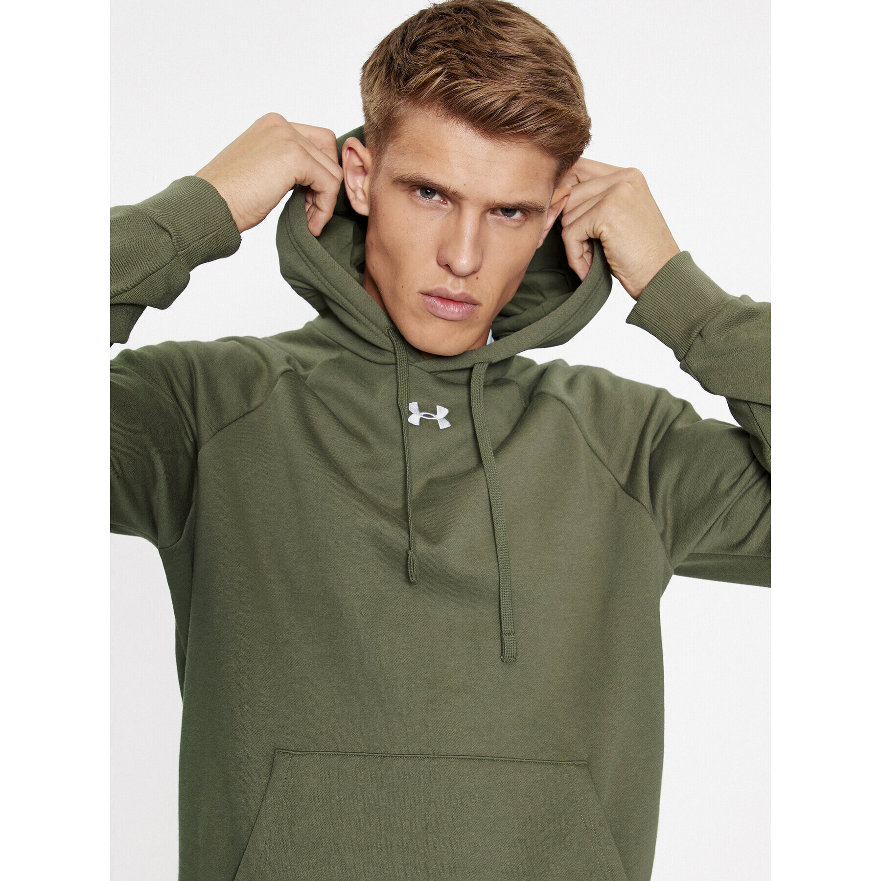 Under Armour Bluză Ua Rival Fleece Hoodie 1379757 Kaki Loose Fit - Pled.ro