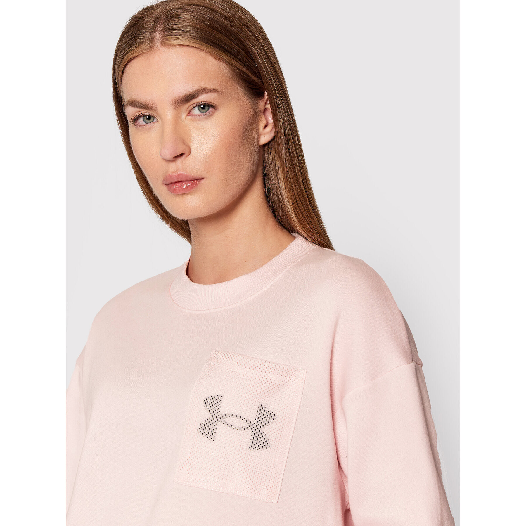 Under Armour Bluză Ua RIval Fleece Logo 1365847 Roz Loose Fit - Pled.ro