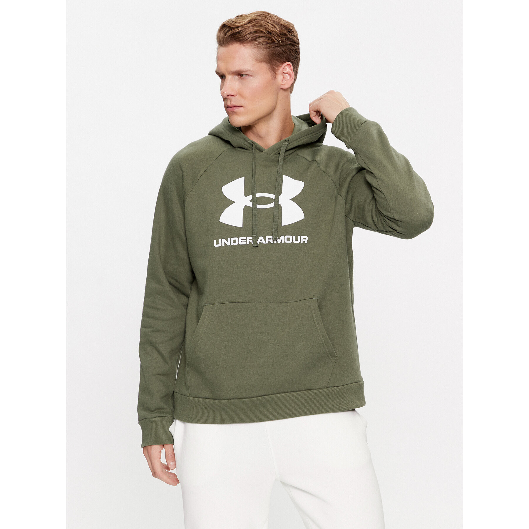 Under Armour Bluză Ua Rival Fleece Logo Hd 1379758 Kaki Loose Fit - Pled.ro