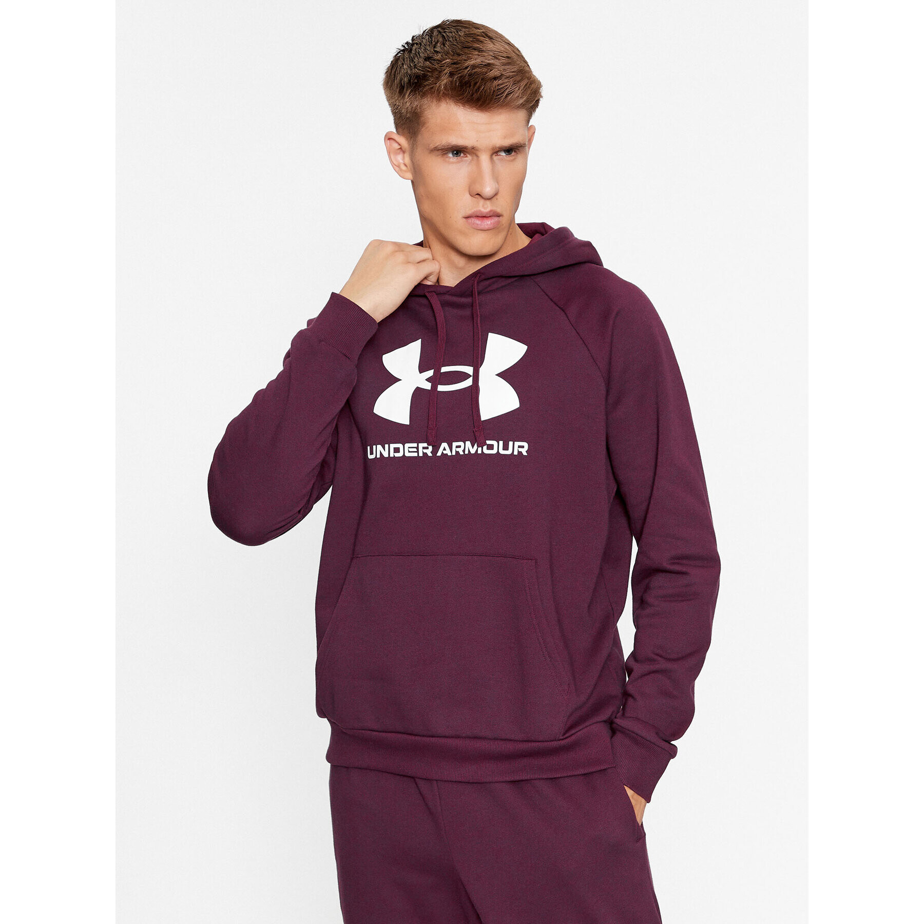 Under Armour Bluză Ua Rival Fleece Logo Hd 1379758 Vișiniu Loose Fit - Pled.ro