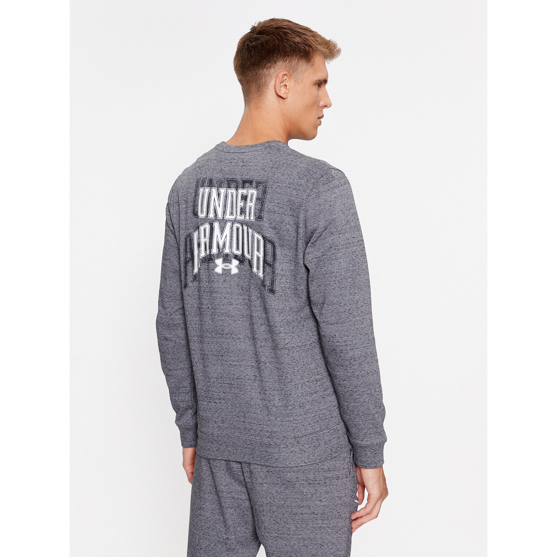 Under Armour Bluză Ua Rival Terry Graphic Crew 1379764 Gri Loose Fit - Pled.ro