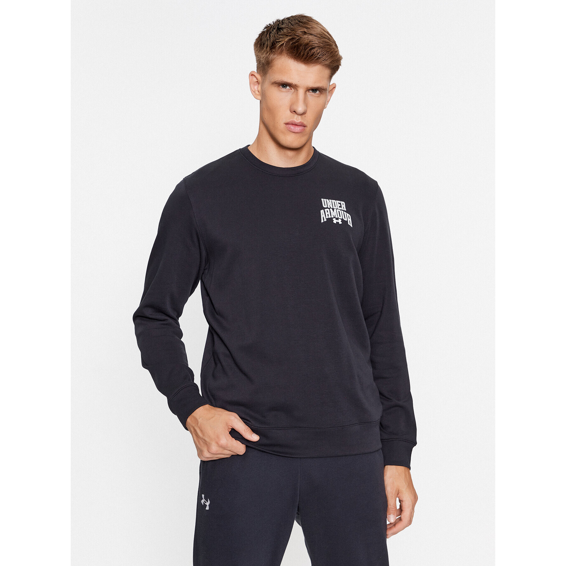 Under Armour Bluză Ua Rival Terry Graphic Crew 1379764 Negru Loose Fit - Pled.ro