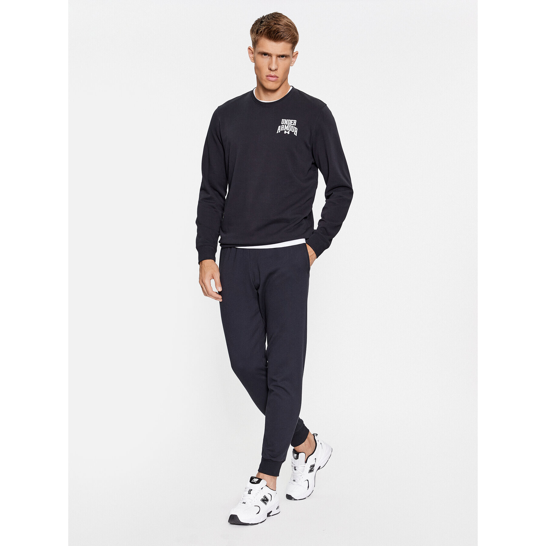 Under Armour Bluză Ua Rival Terry Graphic Crew 1379764 Negru Loose Fit - Pled.ro