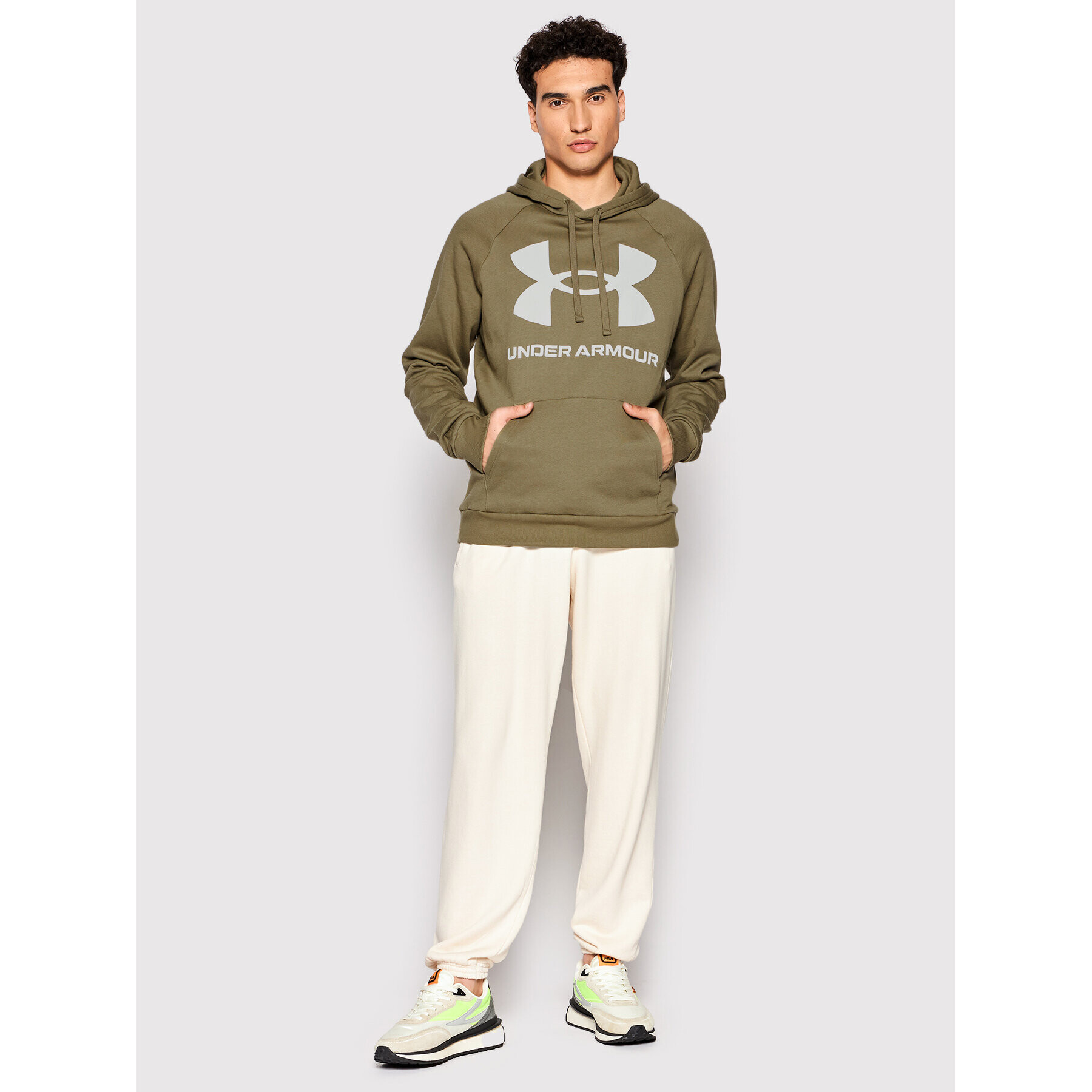 Under Armour Bluză Ua Rival Fleece Big Logo 1357093 Verde Loose Fit - Pled.ro