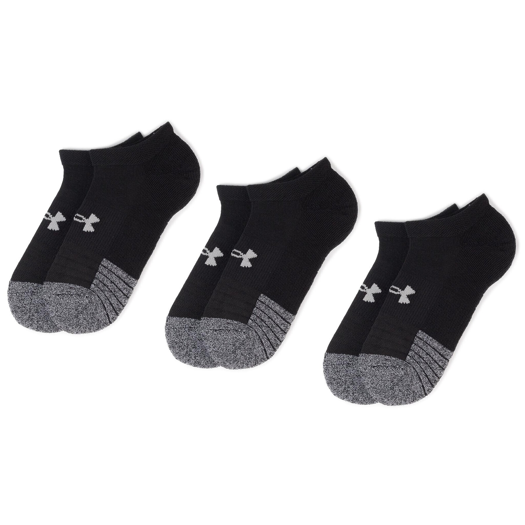 Under Armour Set de 3 perechi de șosete joase unisex Heatgear No Show Sock 1346755-001 Negru - Pled.ro