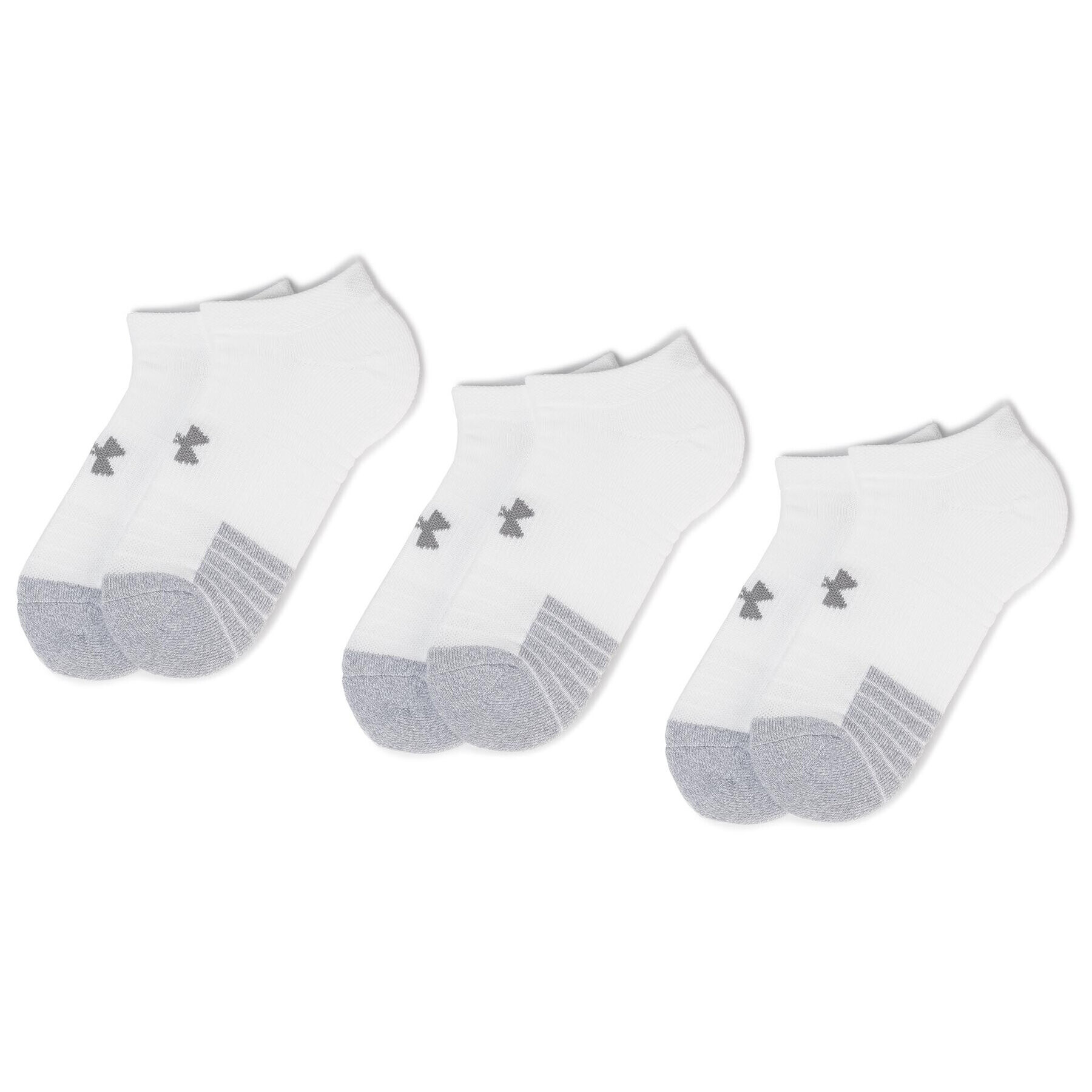 Under Armour Set de 3 perechi de șosete joase unisex Heatgear No Show Sock 1346755-100 Alb - Pled.ro