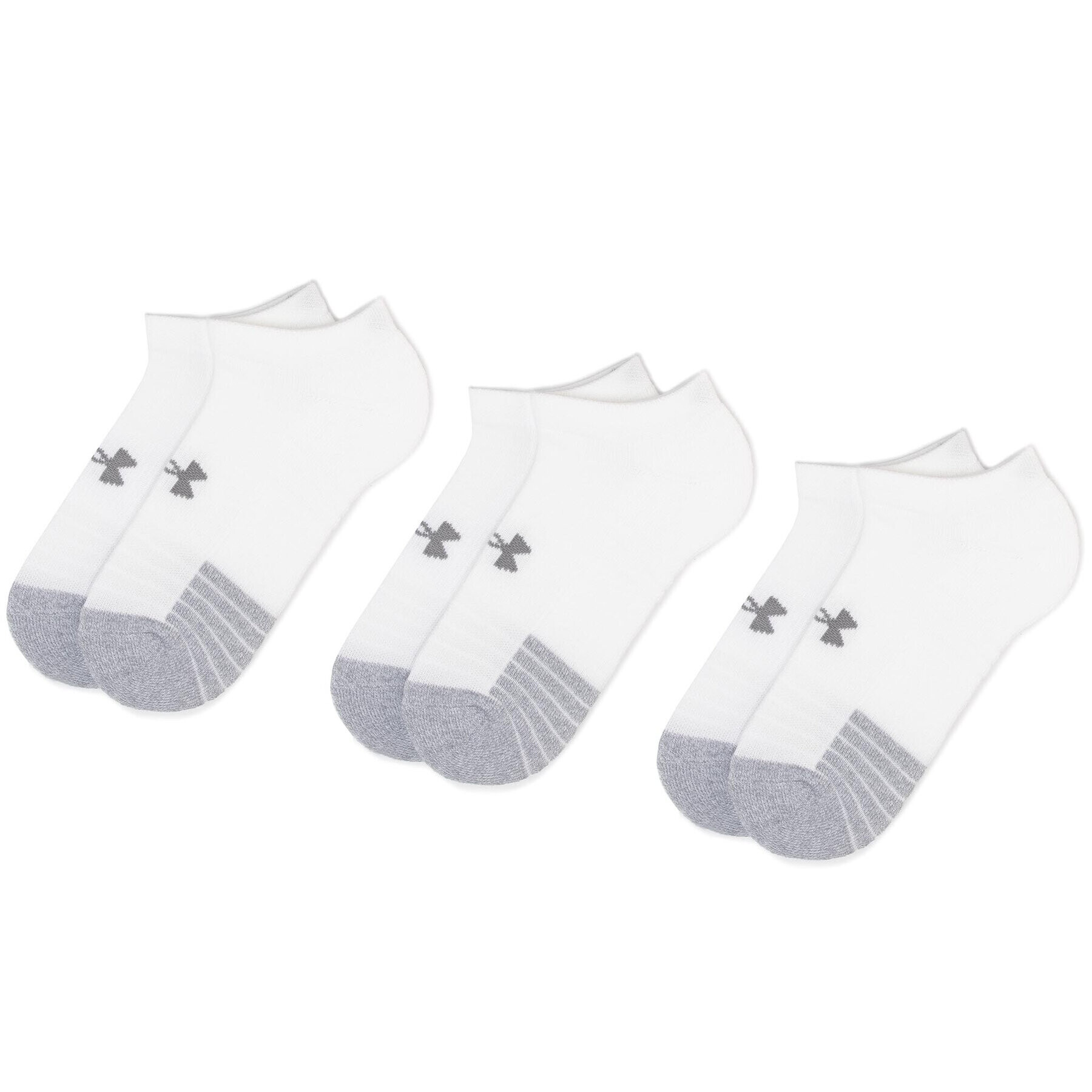 Under Armour Set de 3 perechi de șosete joase unisex Heatgear No Show Sock 1346755-100 Alb - Pled.ro