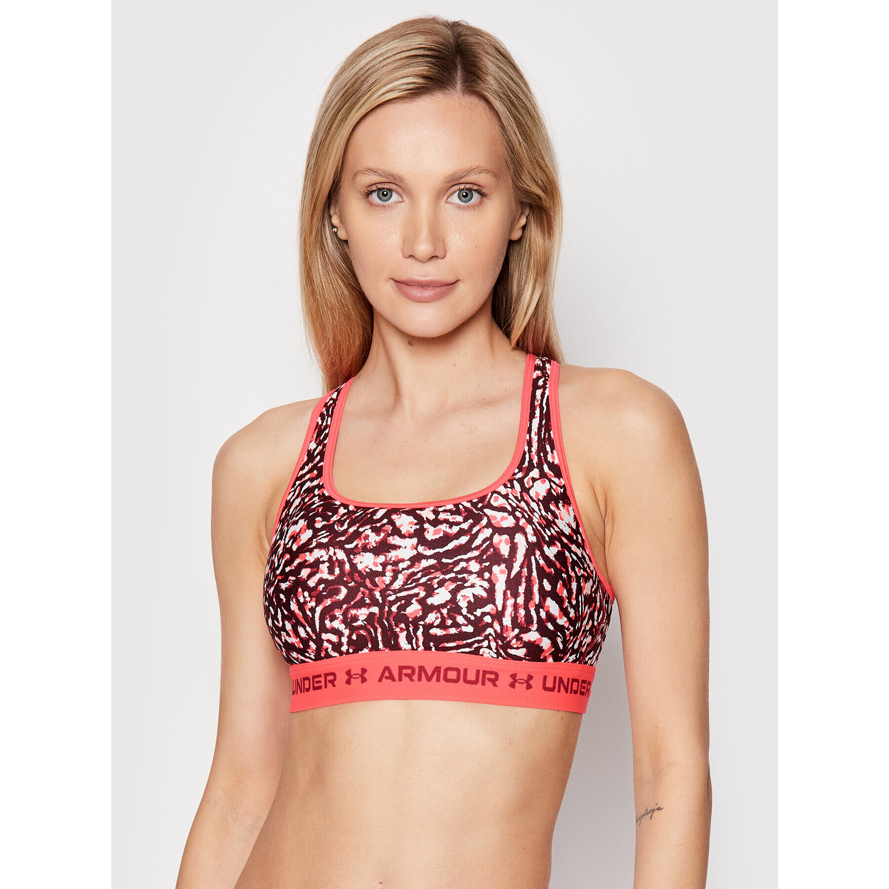 Under Armour Sutien sport Ua Mid Crossback Printed 1361042 Vișiniu - Pled.ro