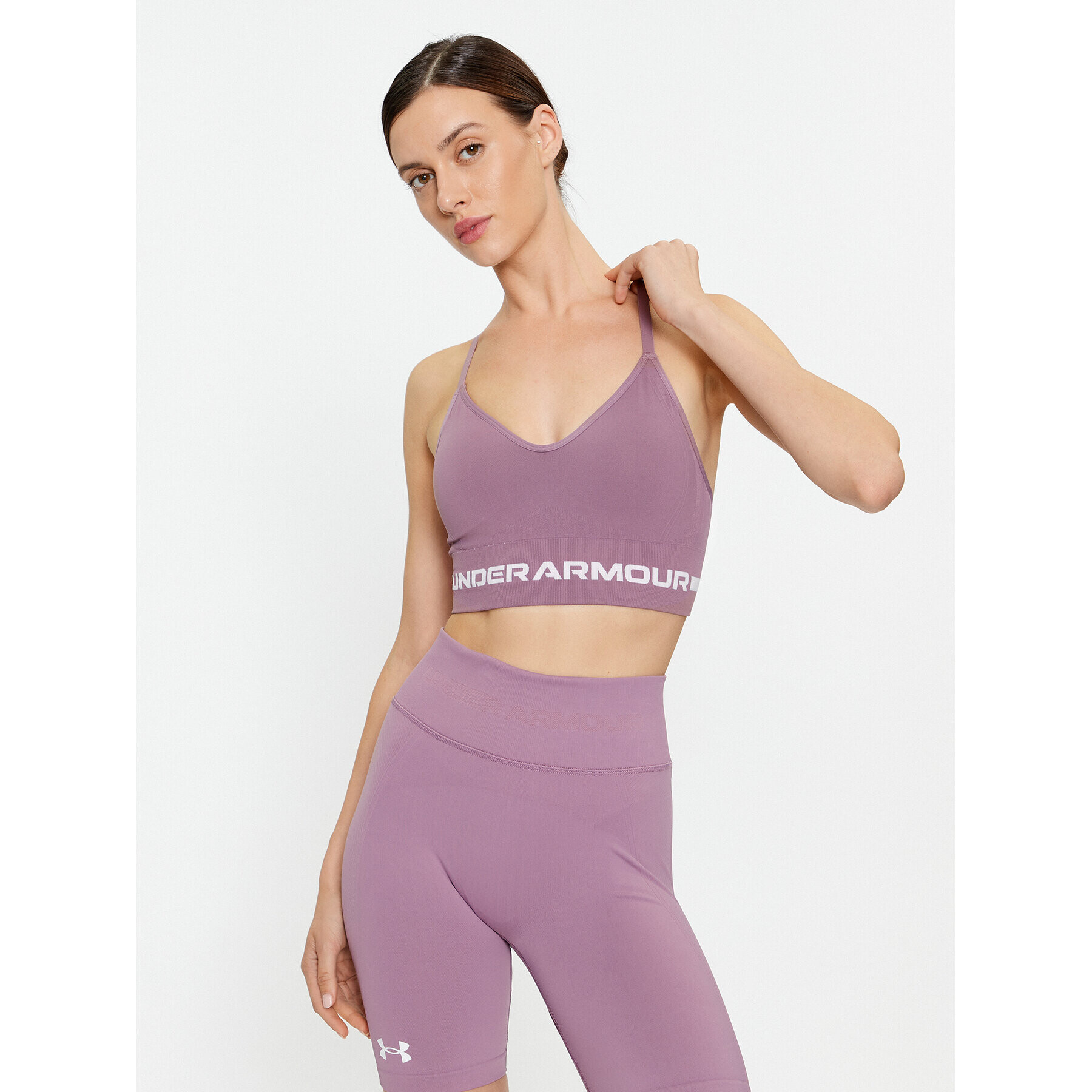 Under Armour Sutien sport Ua Seamless Low Long Bra 1357719 Violet Compression Fit - Pled.ro