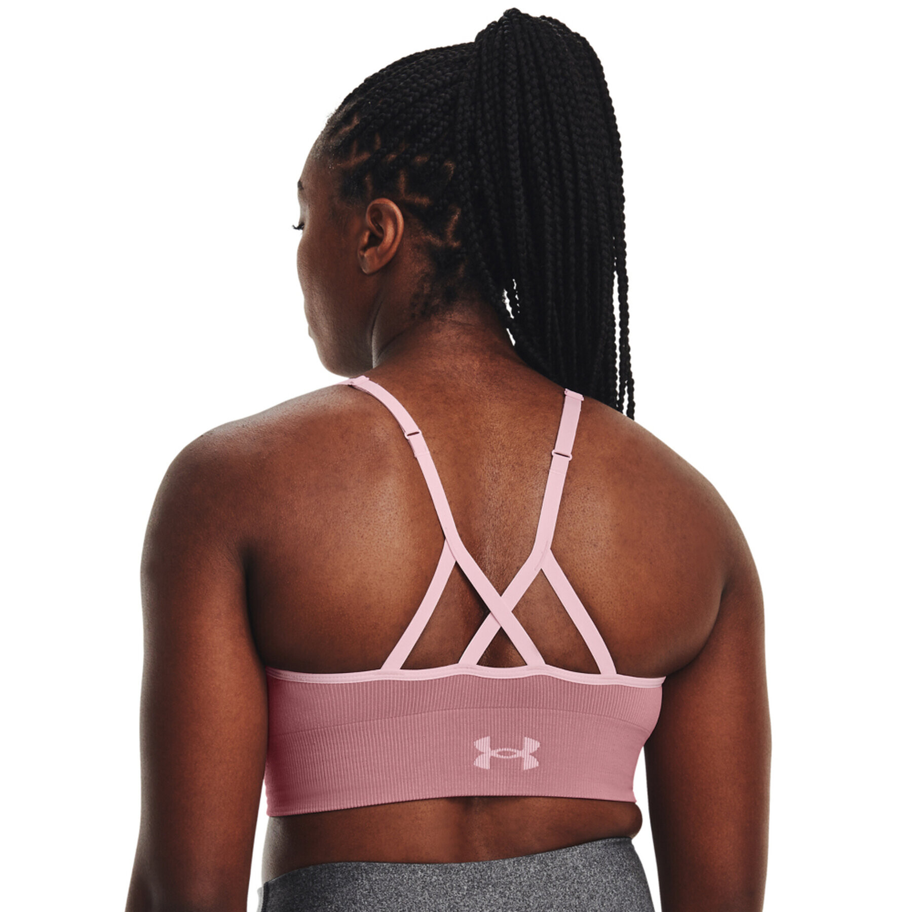 Under Armour Sutien sport UA Seamless Low Long Rib 1373870 Roz - Pled.ro