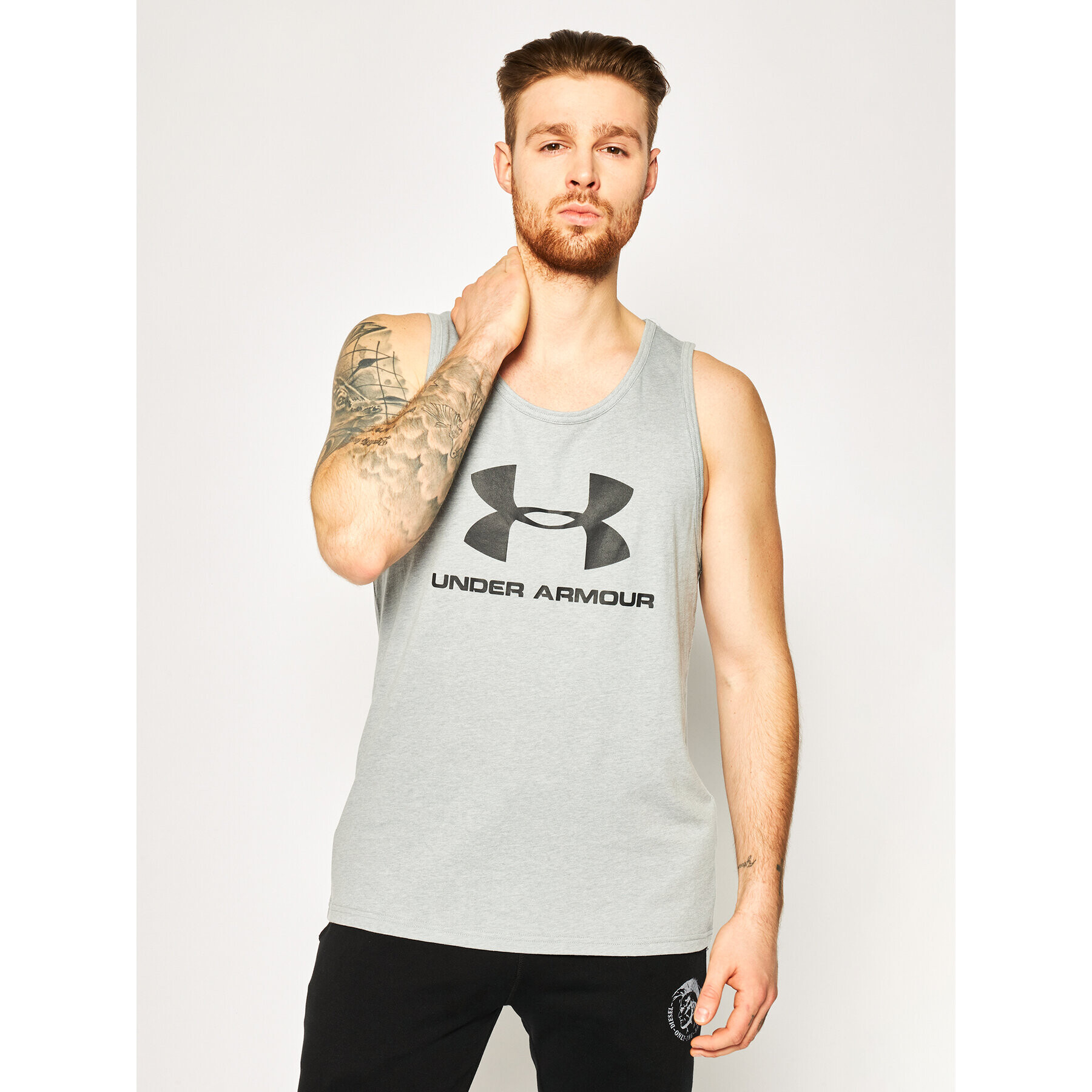 Under Armour Tank top UA Sportstyle Logo 1329589 Gri Regular Fit - Pled.ro