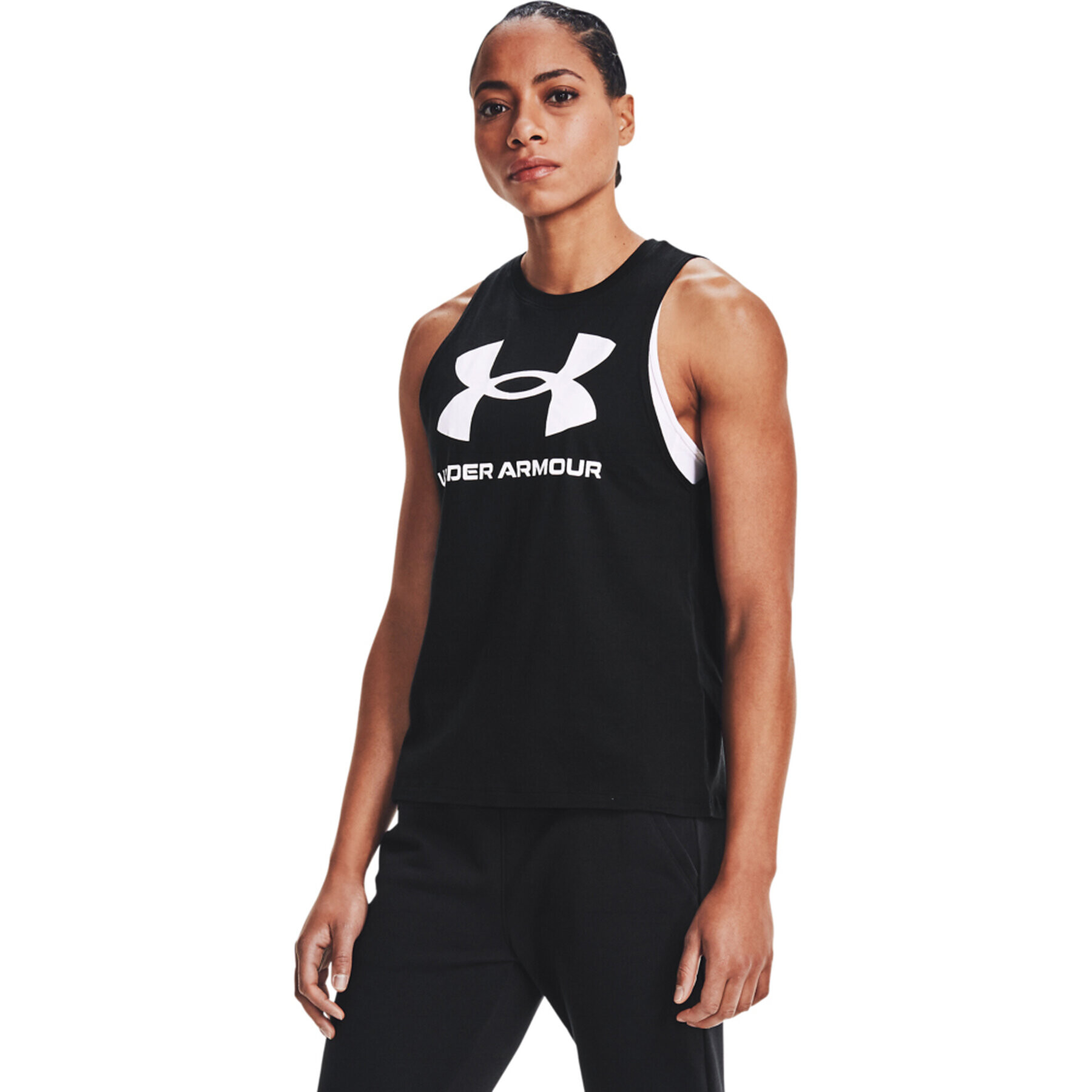 Under Armour Tricou tehnic Live Sportstyle Graphic Tank 1356297 Negru Regular Fit - Pled.ro