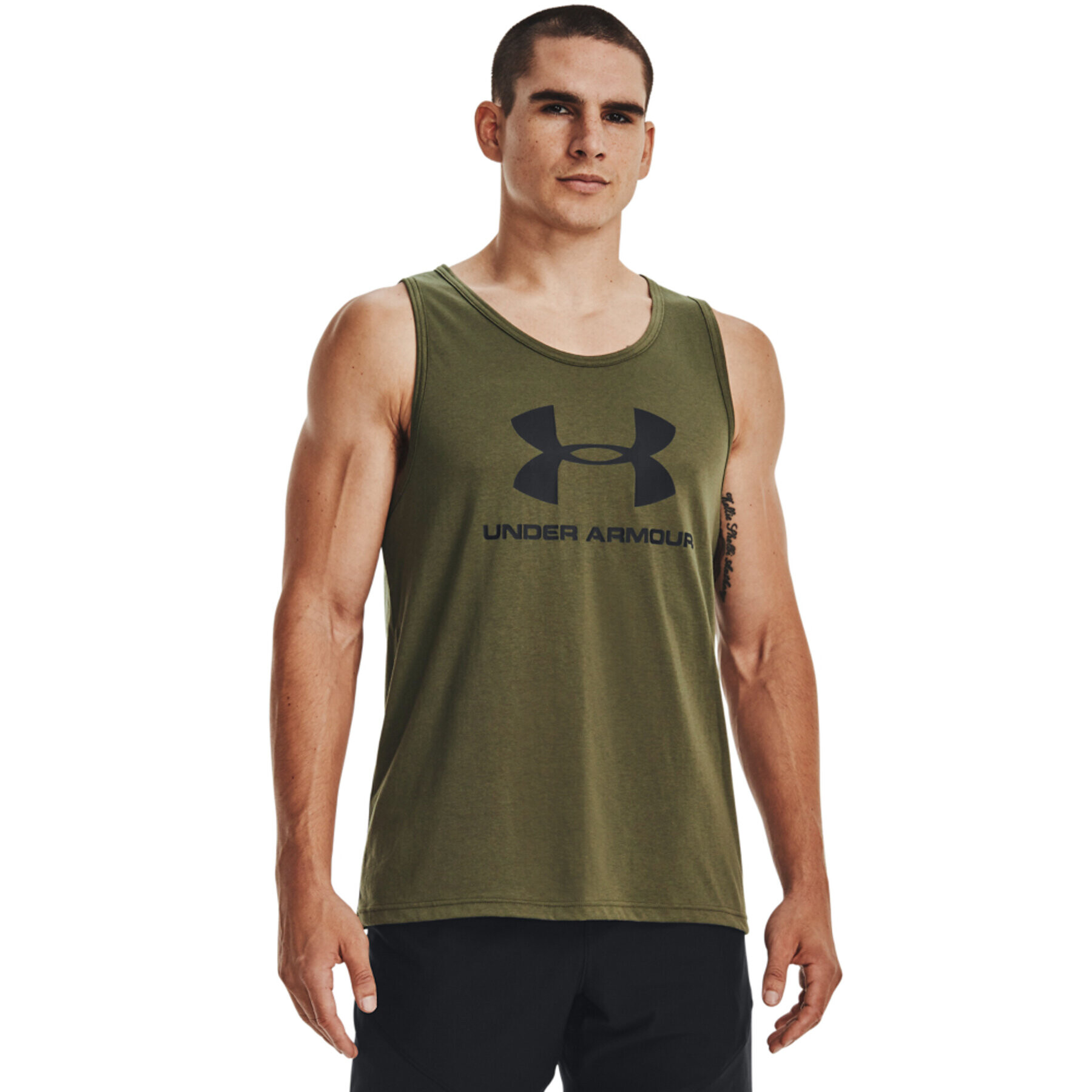 Under Armour Tricou tehnic UA SPORTSTYLE LOGO TANK 1329589 Kaki Regular Fit - Pled.ro