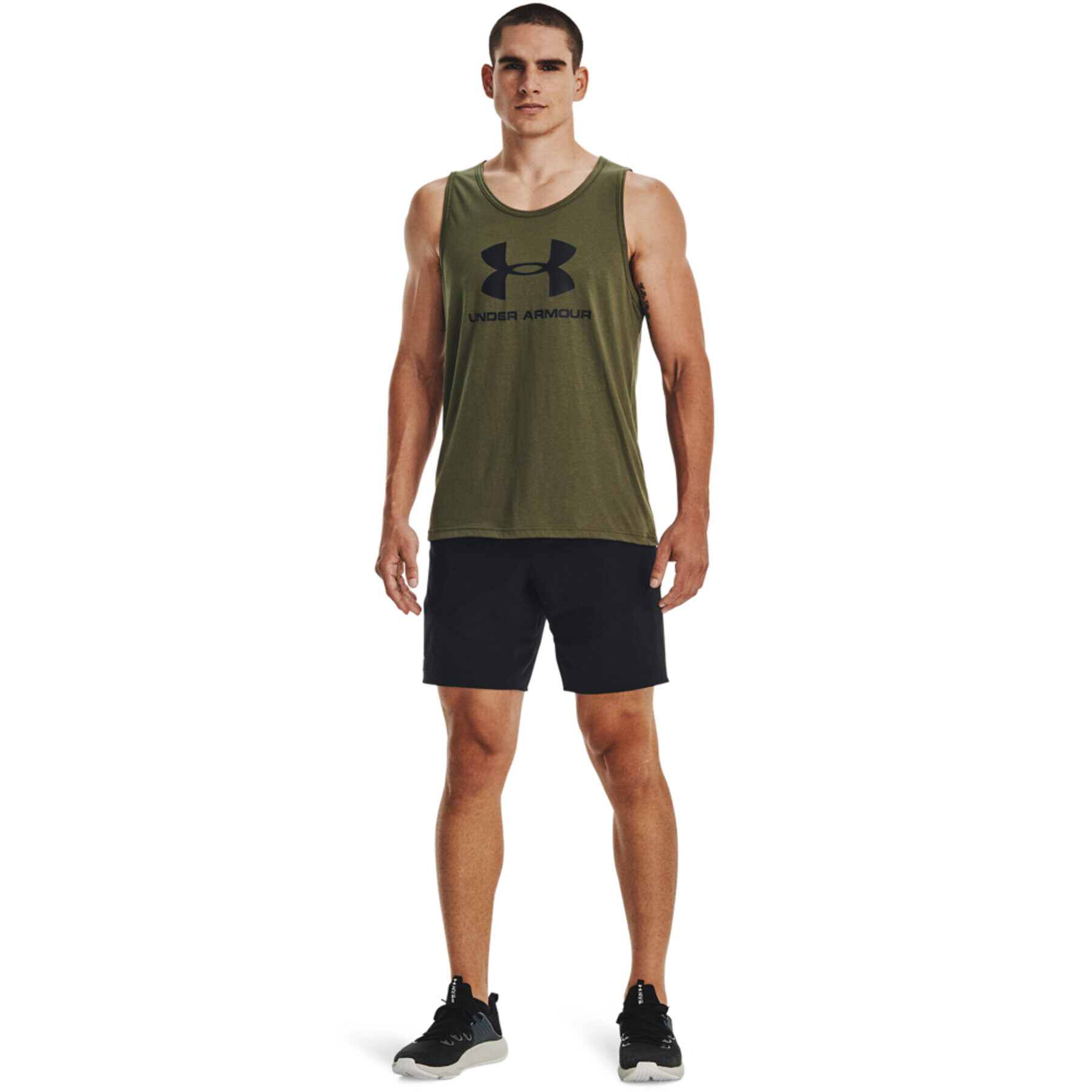 Under Armour Tricou tehnic UA SPORTSTYLE LOGO TANK 1329589 Kaki Regular Fit - Pled.ro