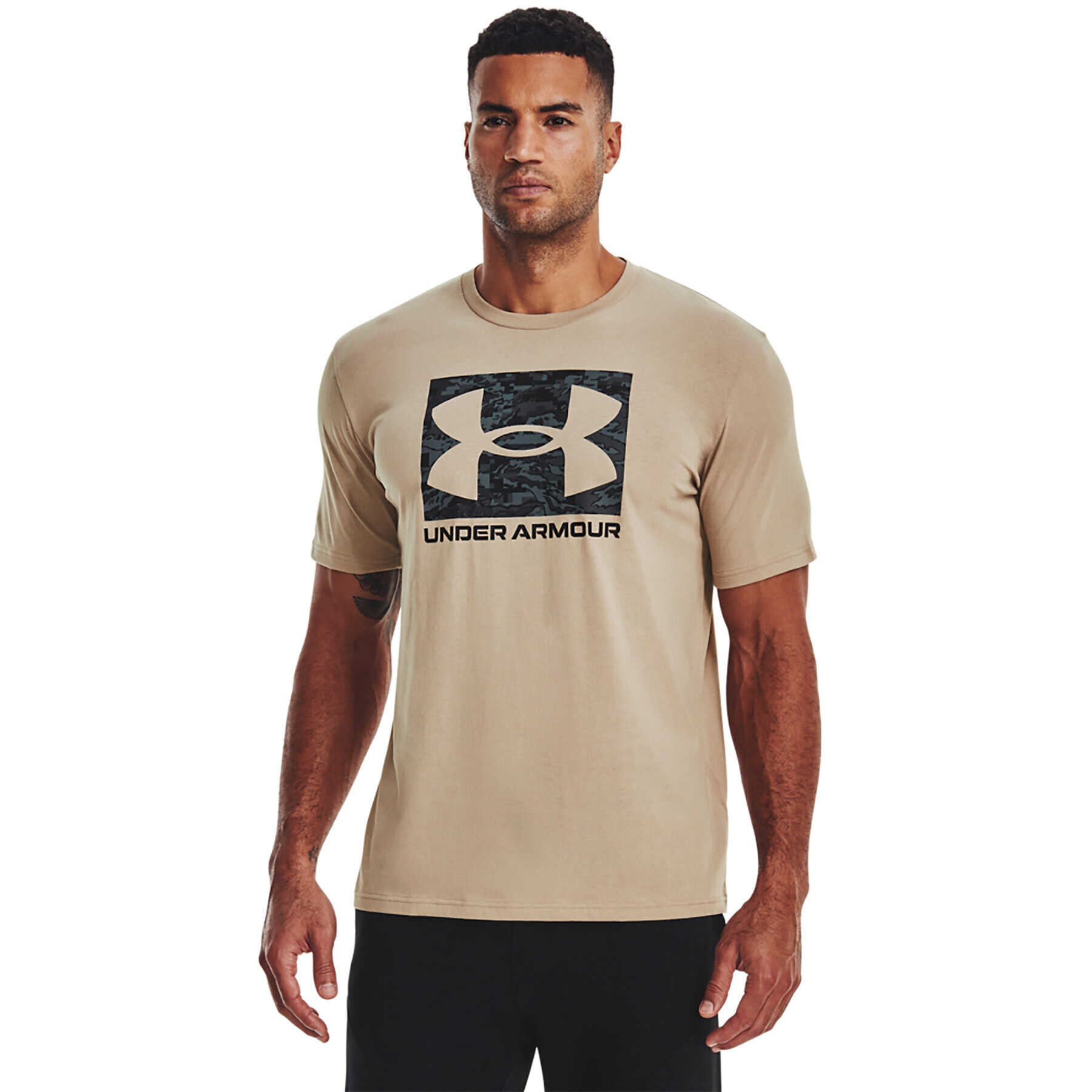 Under Armour Tricou UA ABC CAMO BOXED LOGO SS 1361673 Bej Regular Fit - Pled.ro