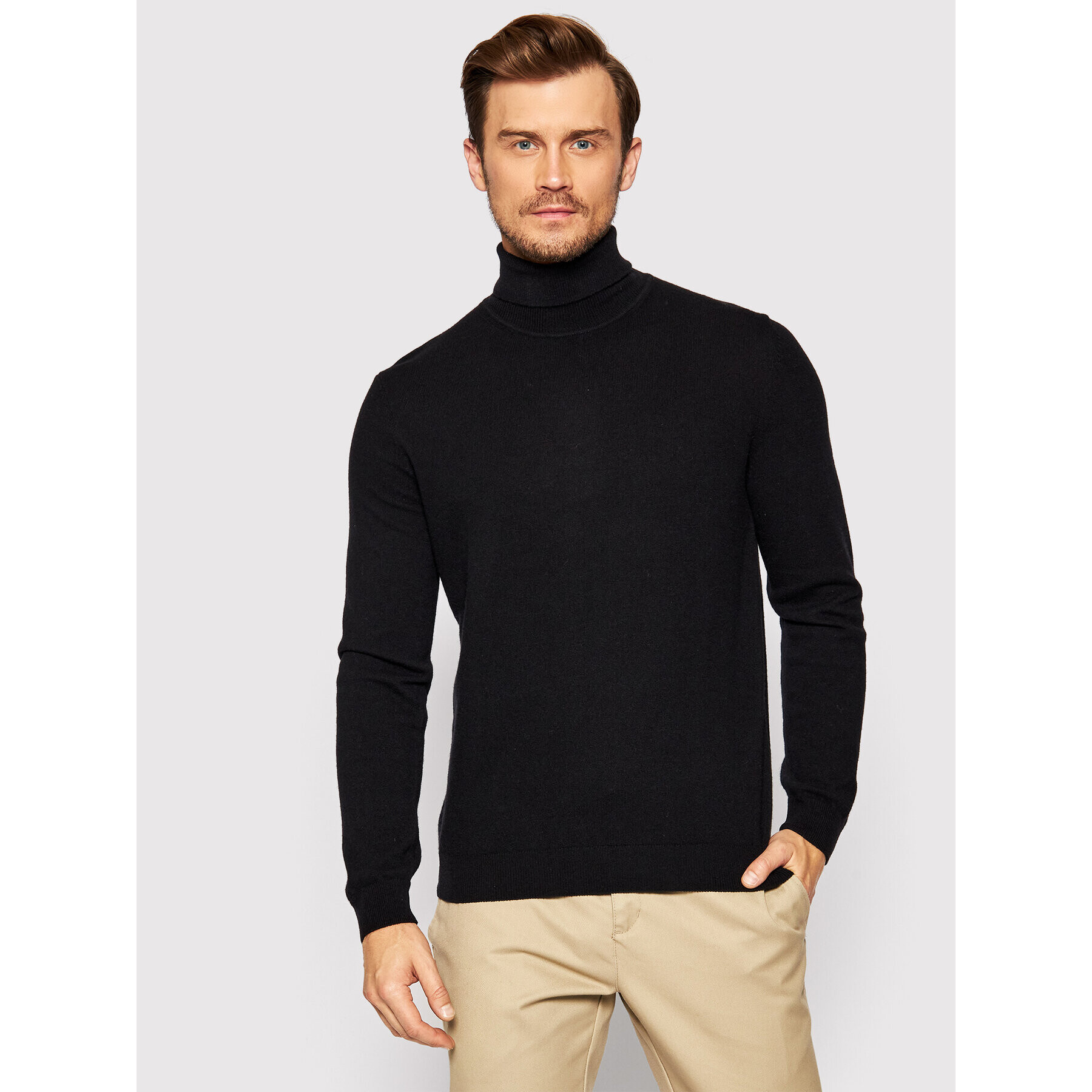 United Colors Of Benetton Bluză cu gât 1002U2180 Negru Regular Fit - Pled.ro