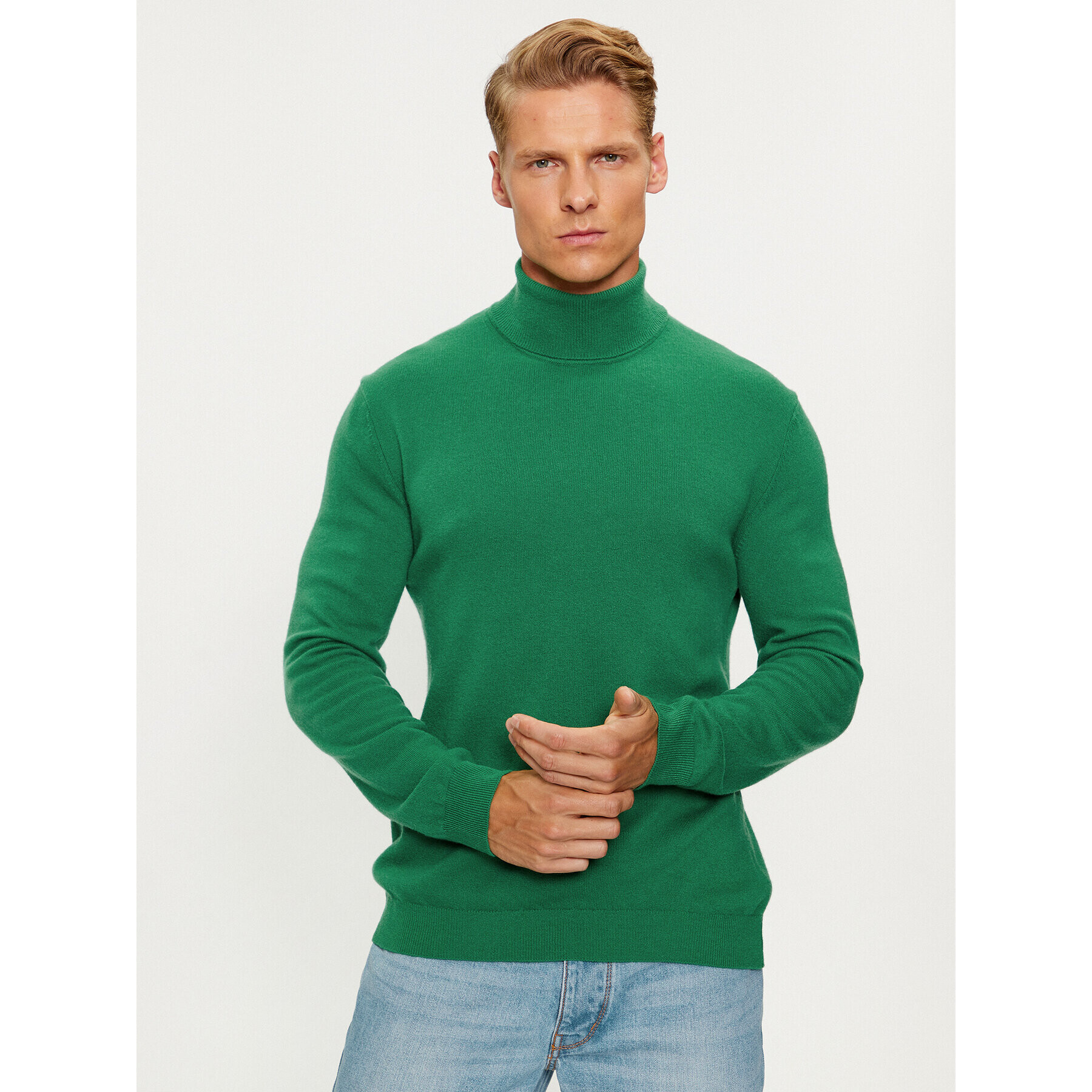 United Colors Of Benetton Bluză cu gât 1002U2180 Verde Regular Fit - Pled.ro