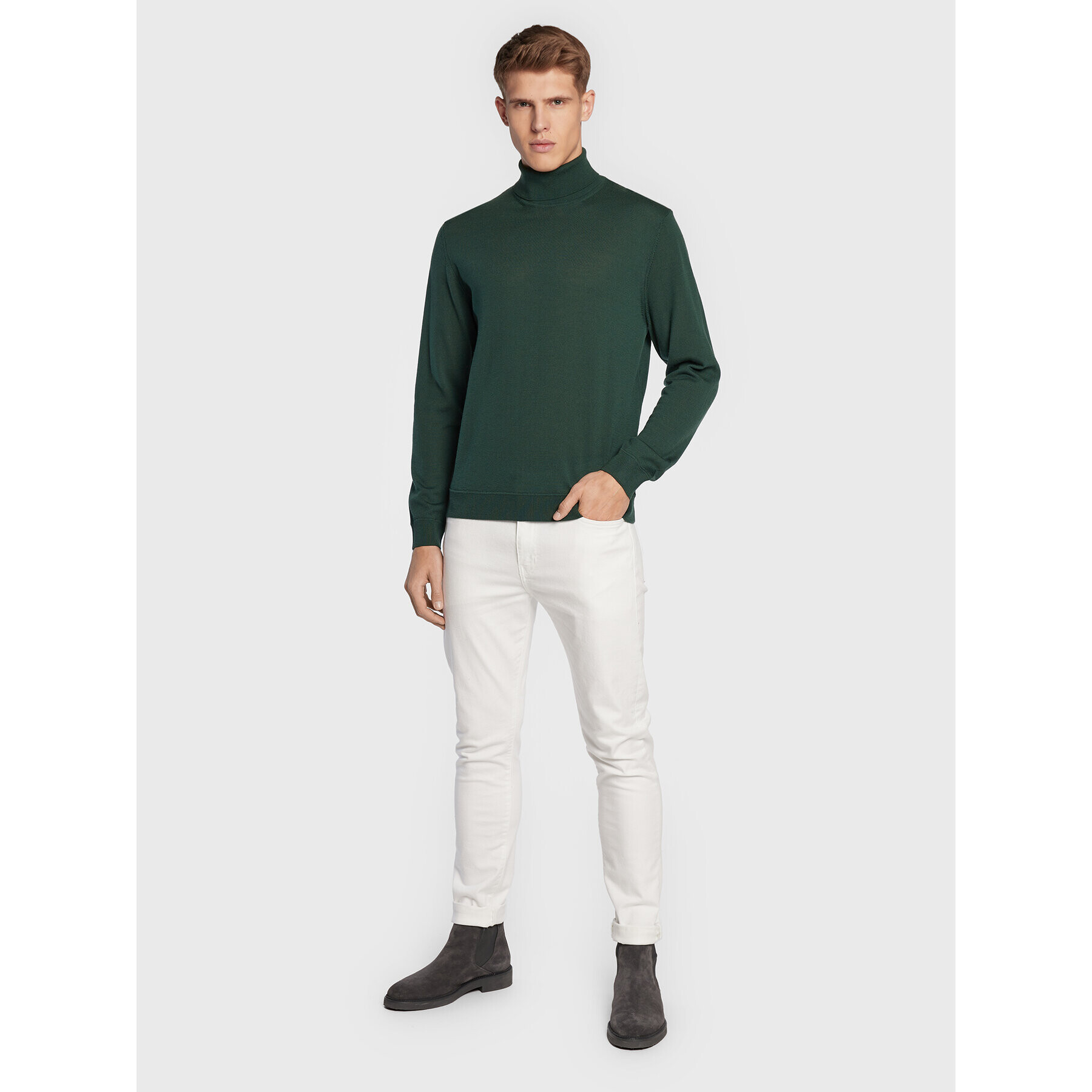 United Colors Of Benetton Bluză cu gât 1071U2128 Verde Regular Fit - Pled.ro