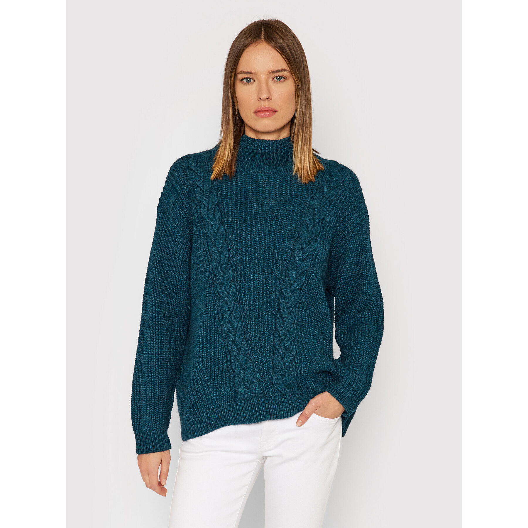 United Colors Of Benetton Bluză cu gât 108YD2562 Albastru Relaxed Fit - Pled.ro