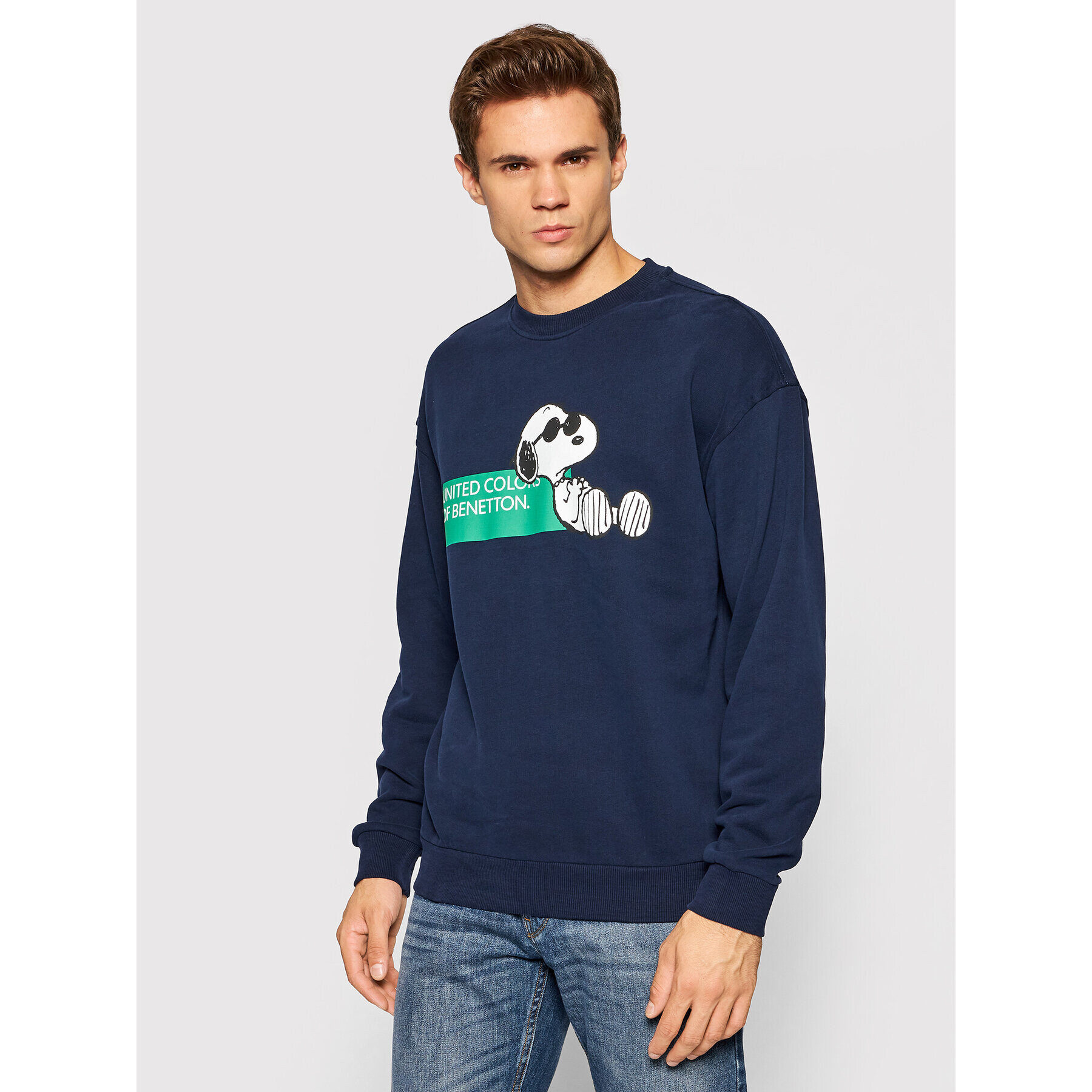 United Colors Of Benetton Bluză PEANUTS 3AC4J19D8 Bleumarin Relaxed Fit - Pled.ro