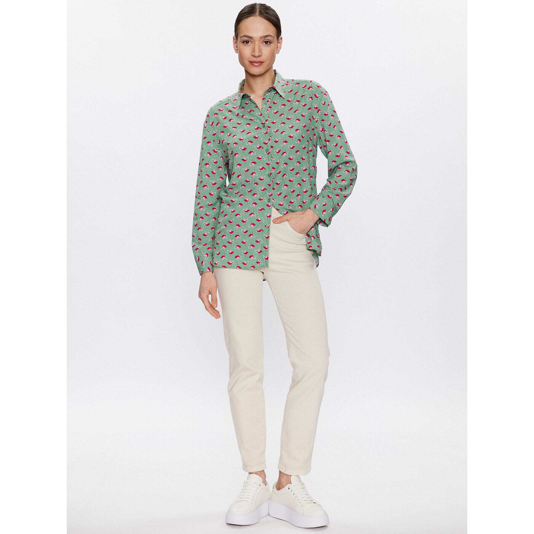 United Colors Of Benetton Cămașă 5T17DQ02Y Verde Relaxed Fit - Pled.ro