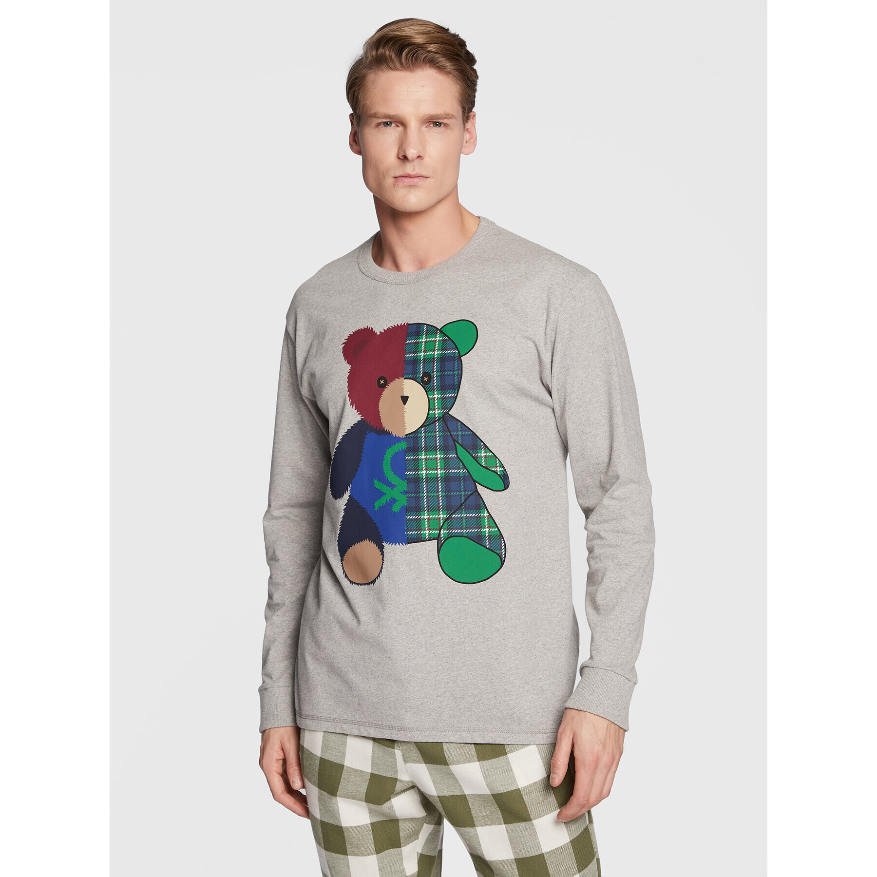 United Colors Of Benetton Cămașă pijama 3O7W4M00V Gri Regular Fit - Pled.ro