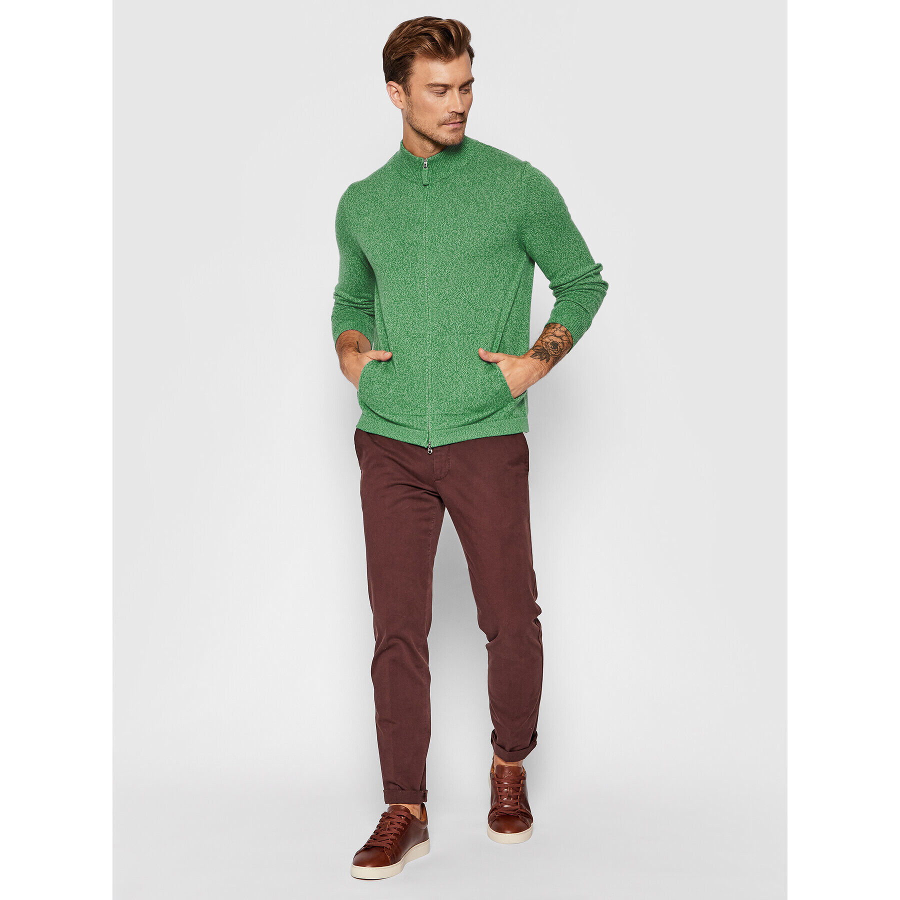 United Colors Of Benetton Cardigan 1235U5602 Verde Regular Fit - Pled.ro