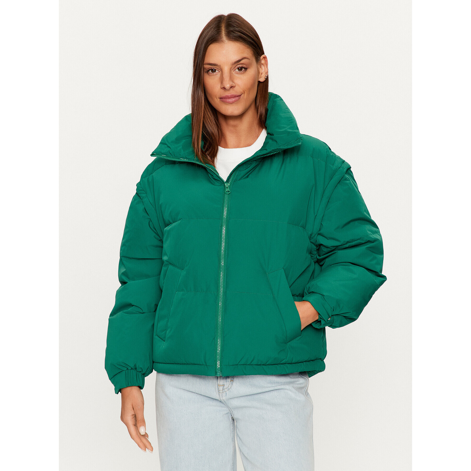 United Colors Of Benetton Geacă din puf 2JF8DN02R Verde Relaxed Fit - Pled.ro